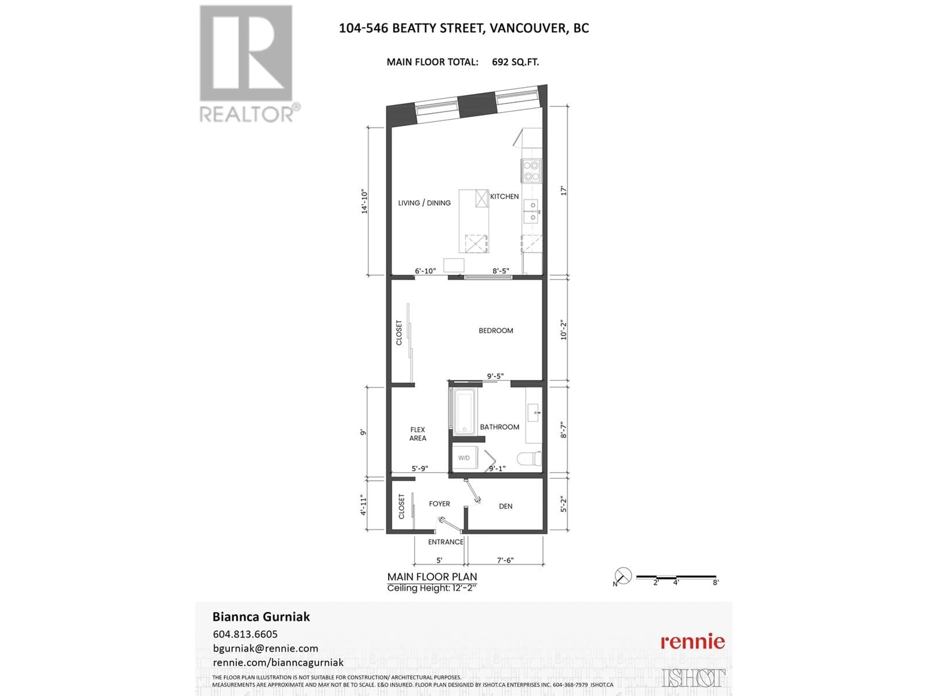 Floor plan for 104 546 BEATTY STREET, Vancouver British Columbia V6B2L3