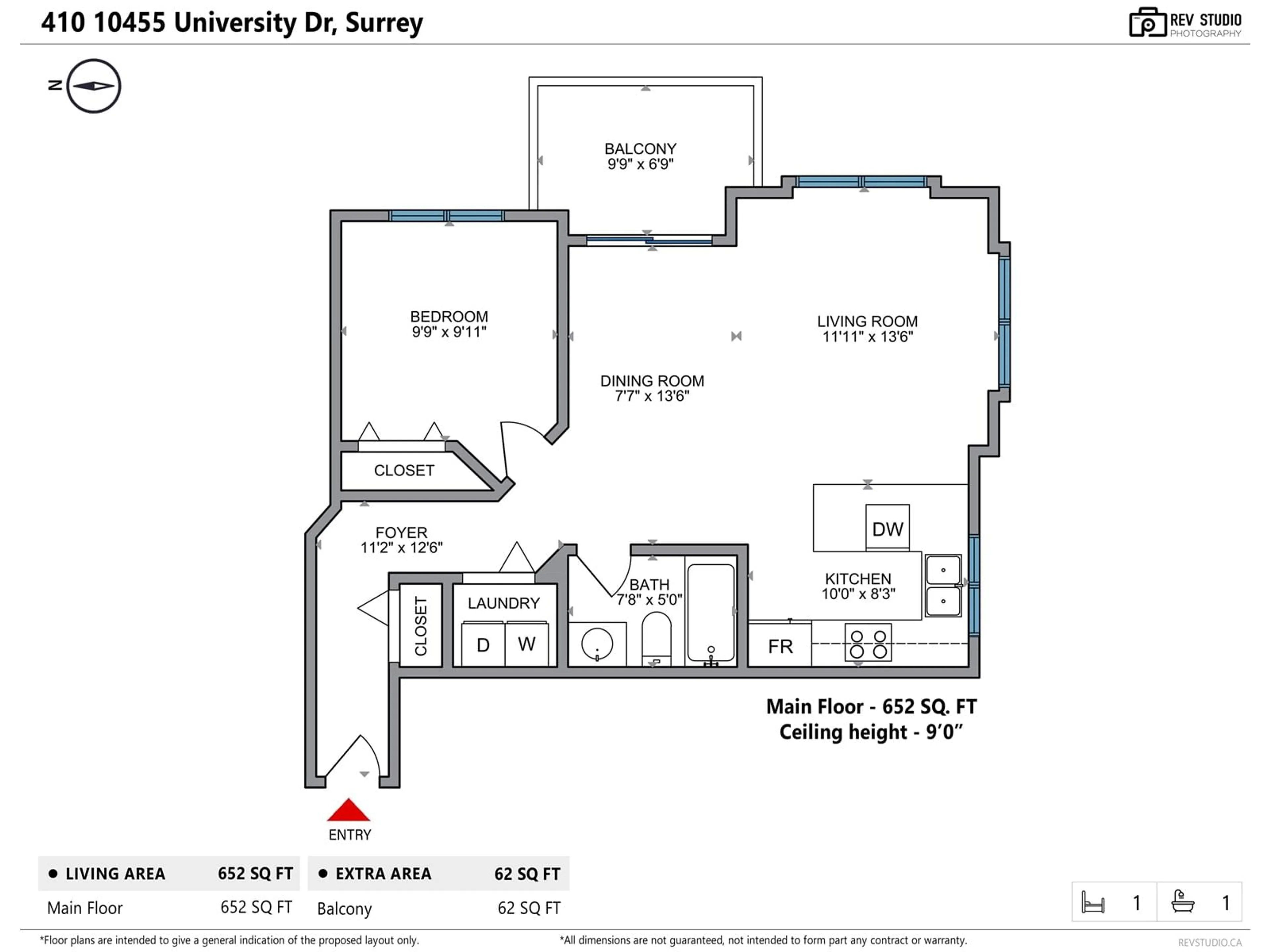 Floor plan for 410 10455 UNIVERSITY DRIVE, Surrey British Columbia V3T0A5