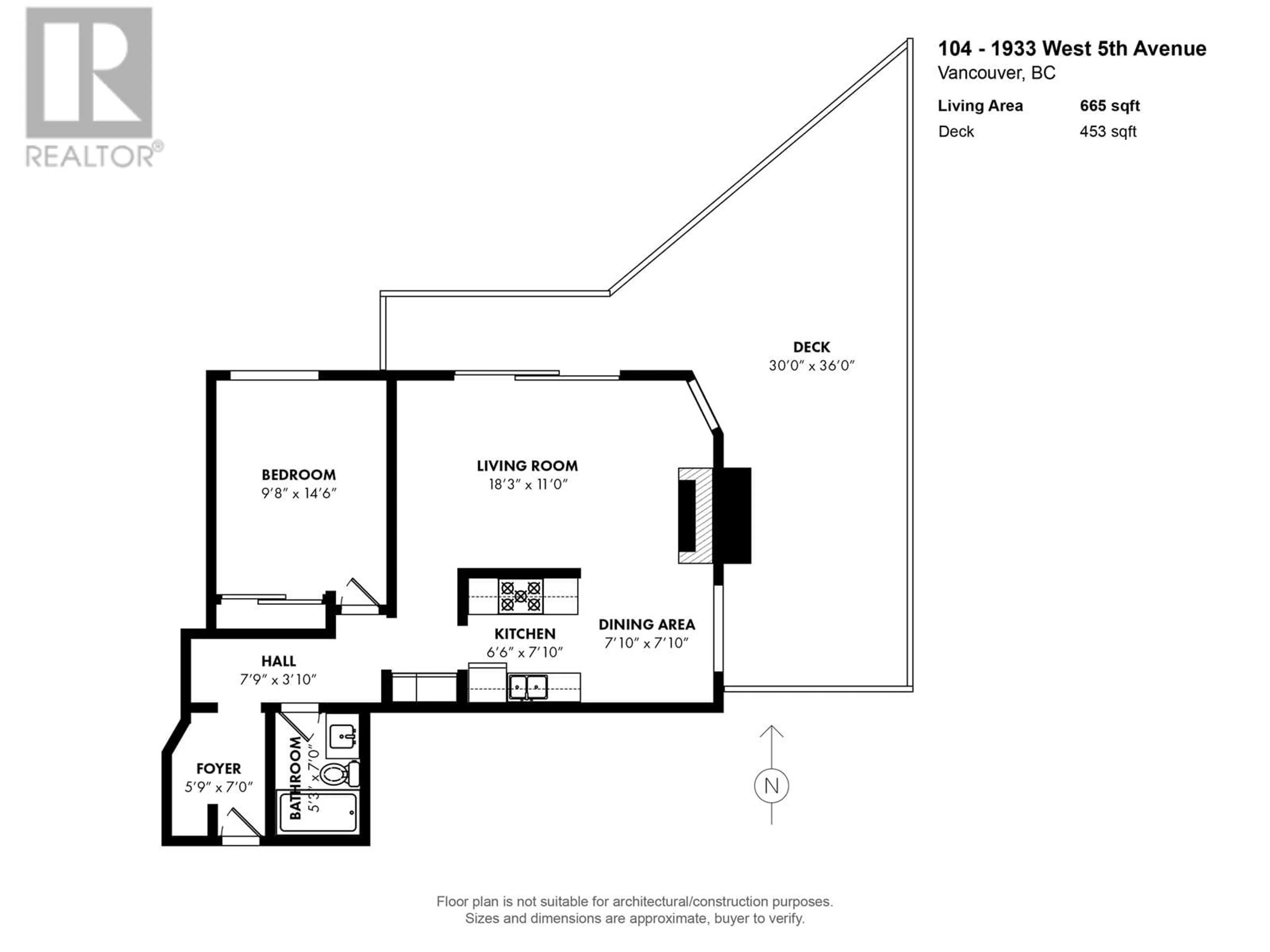 Floor plan for 104 1933 W 5TH AVENUE, Vancouver British Columbia V6J1P6