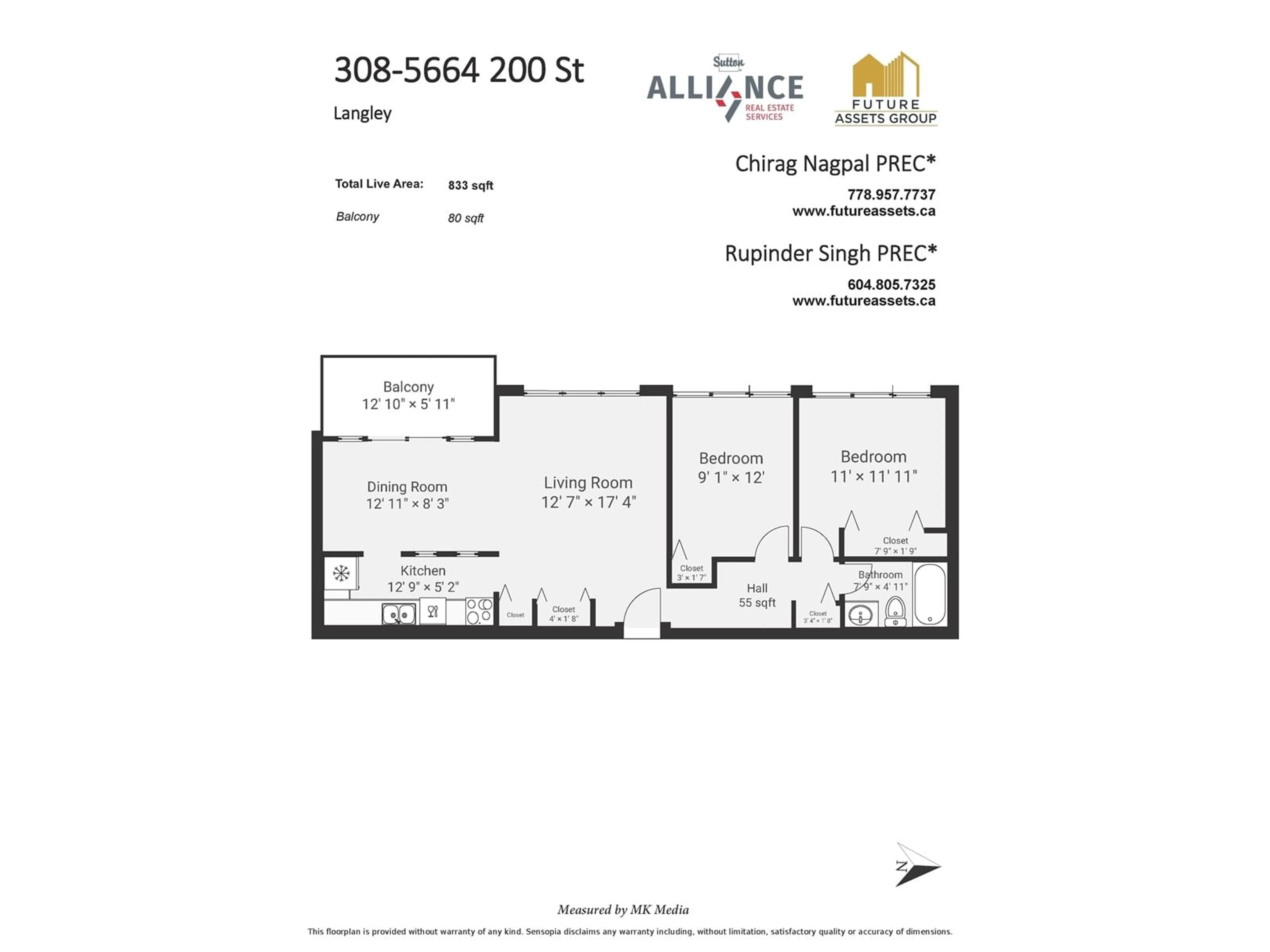 Floor plan for 308 5664 200 STREET, Langley British Columbia V3A1M8