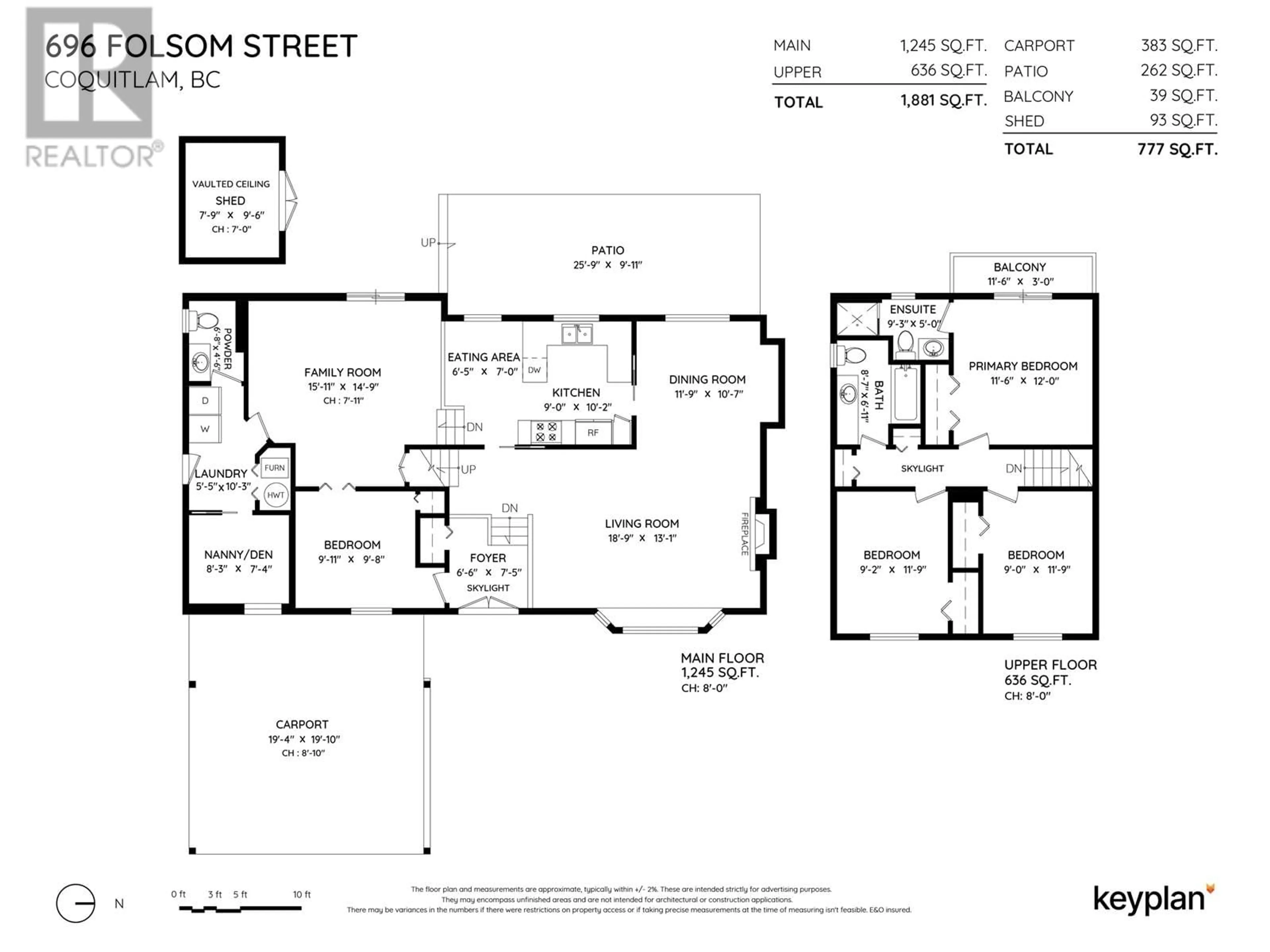 Floor plan for 696 FOLSOM STREET, Coquitlam British Columbia V3J5A5