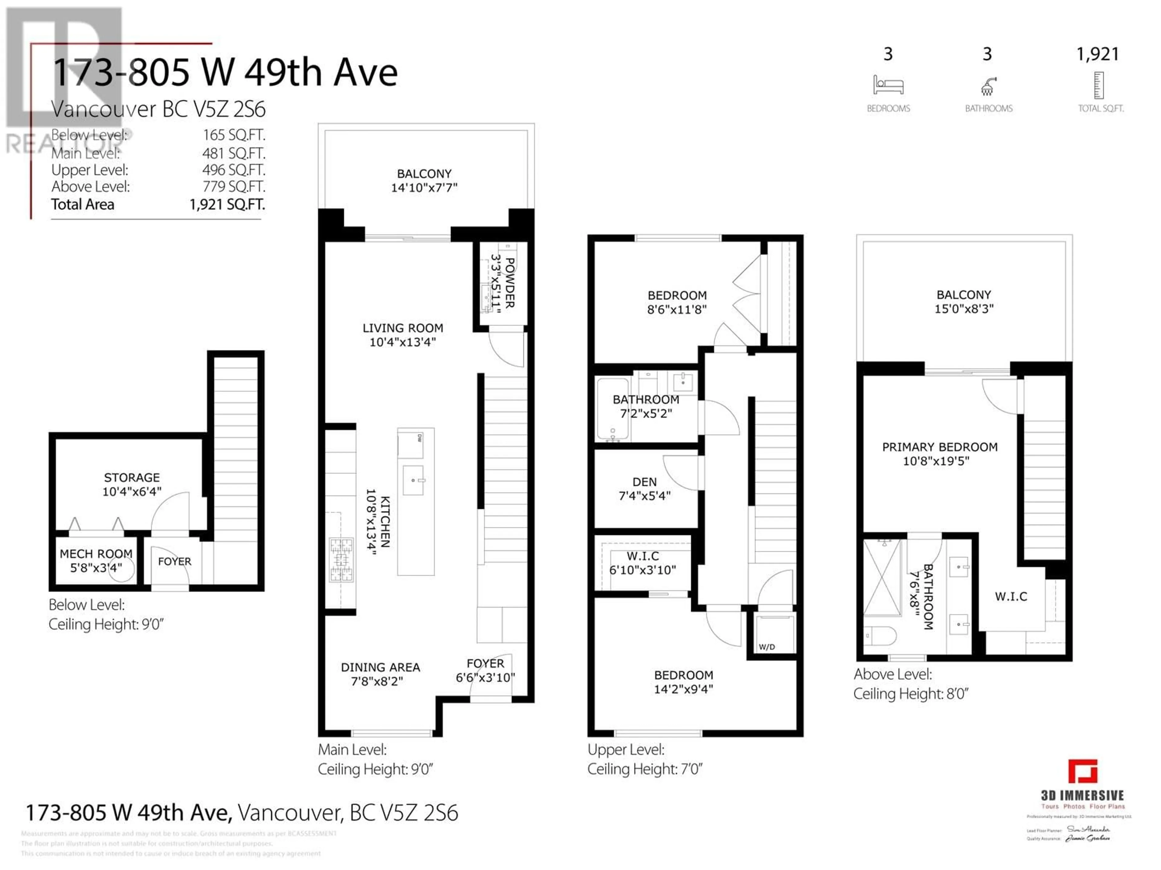 Floor plan for 173 805 W 49TH AVENUE, Vancouver British Columbia V5Z0A1