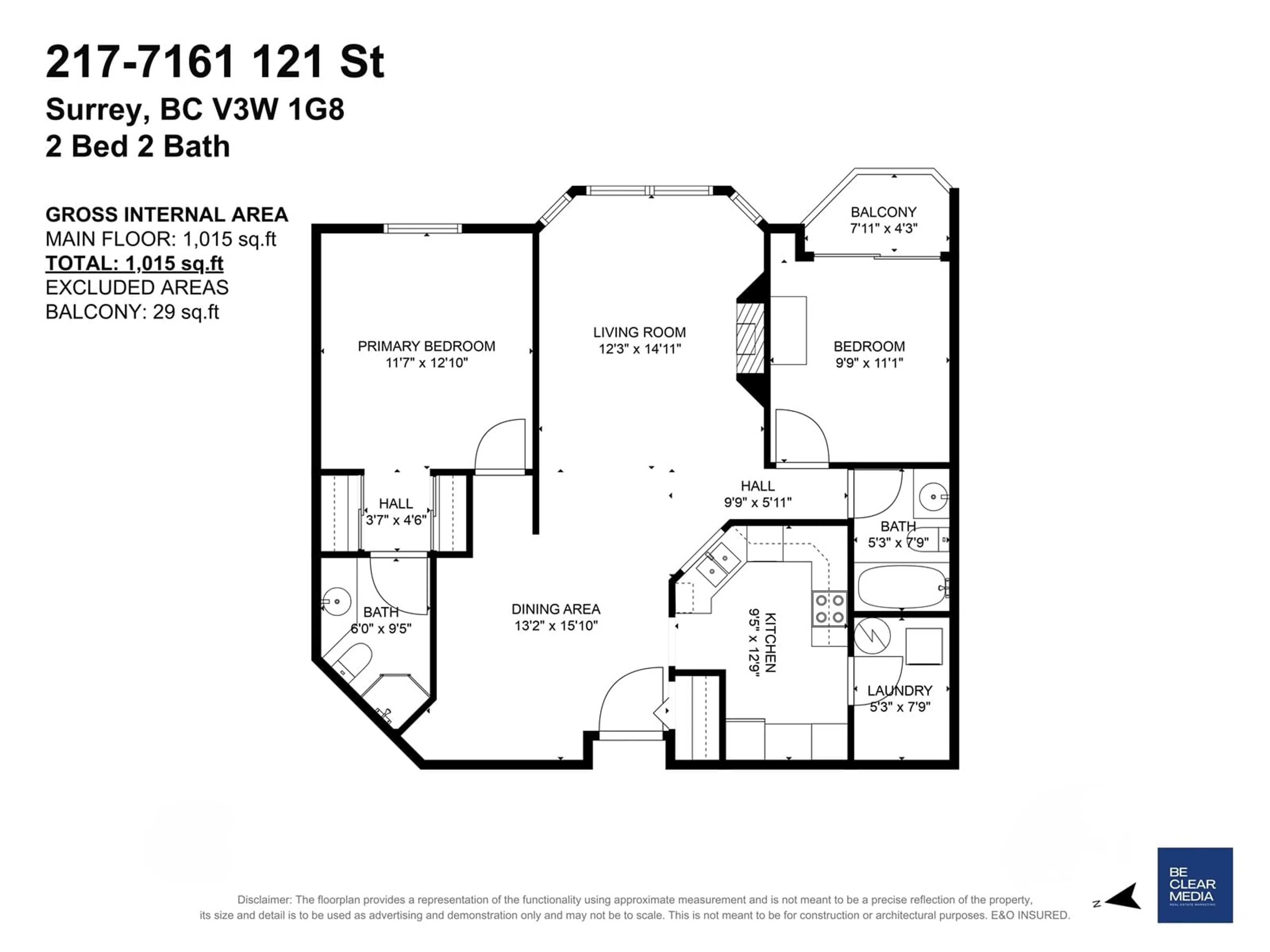 Floor plan for 217 7161 121 STREET, Surrey British Columbia V3W1G8