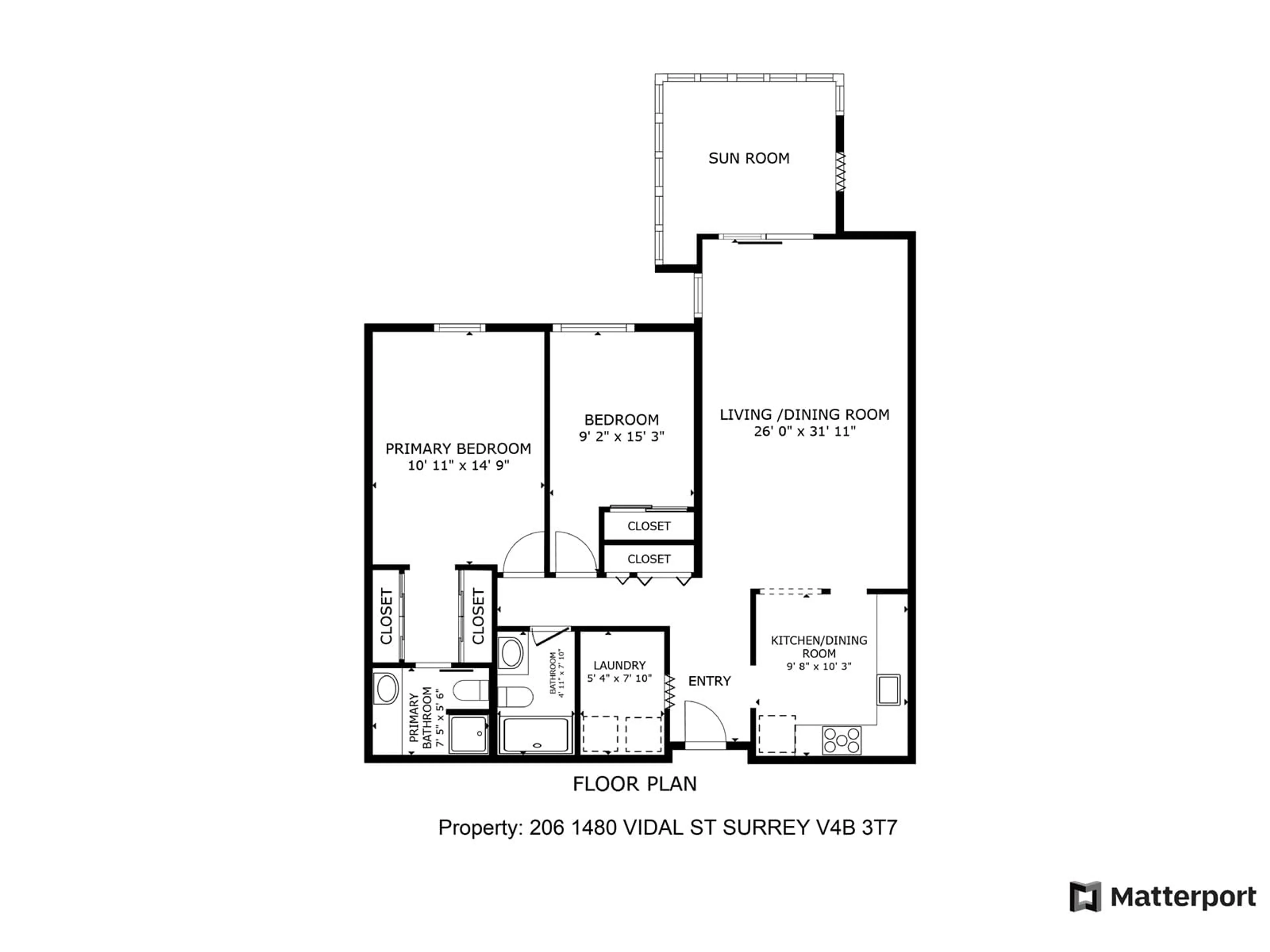 Floor plan for 206 1480 VIDAL STREET, White Rock British Columbia V4B3T7