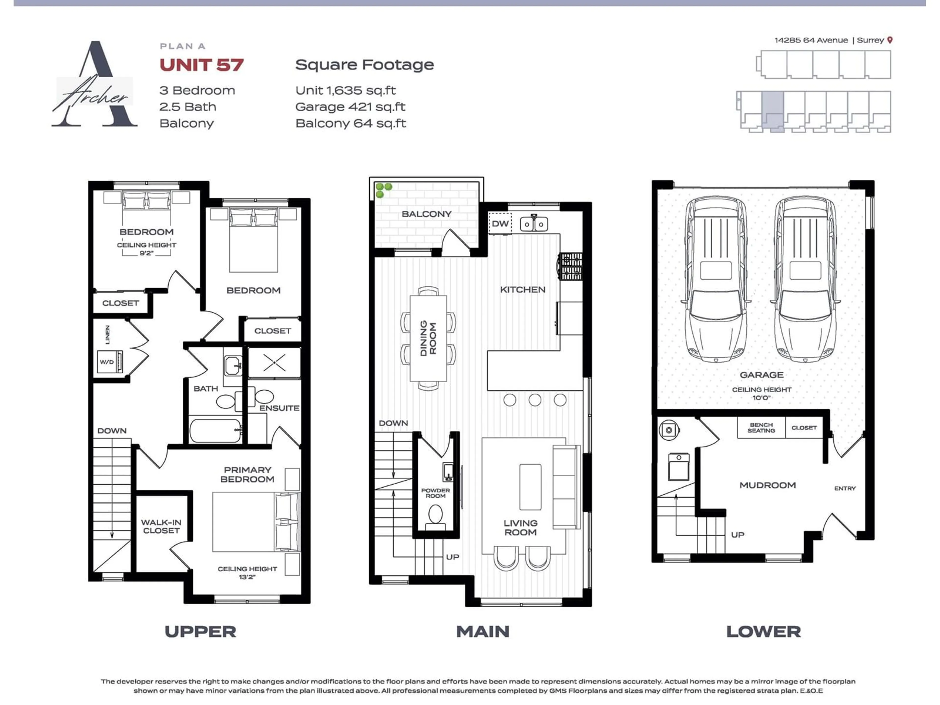 Floor plan for 57 14285 64 AVENUE, Surrey British Columbia V0V0V0