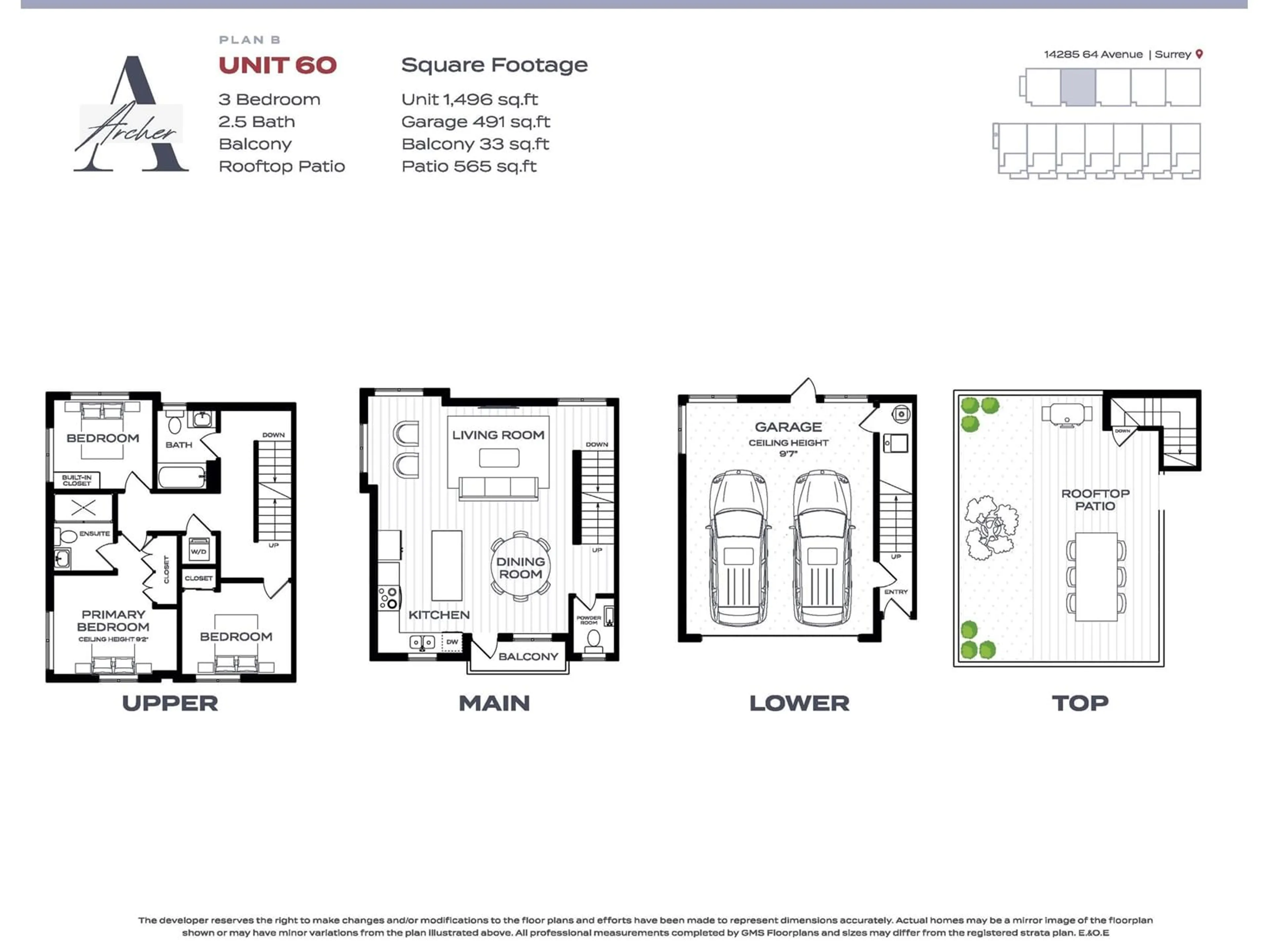 Floor plan for 60 14285 64 AVENUE, Surrey British Columbia V0V0V0