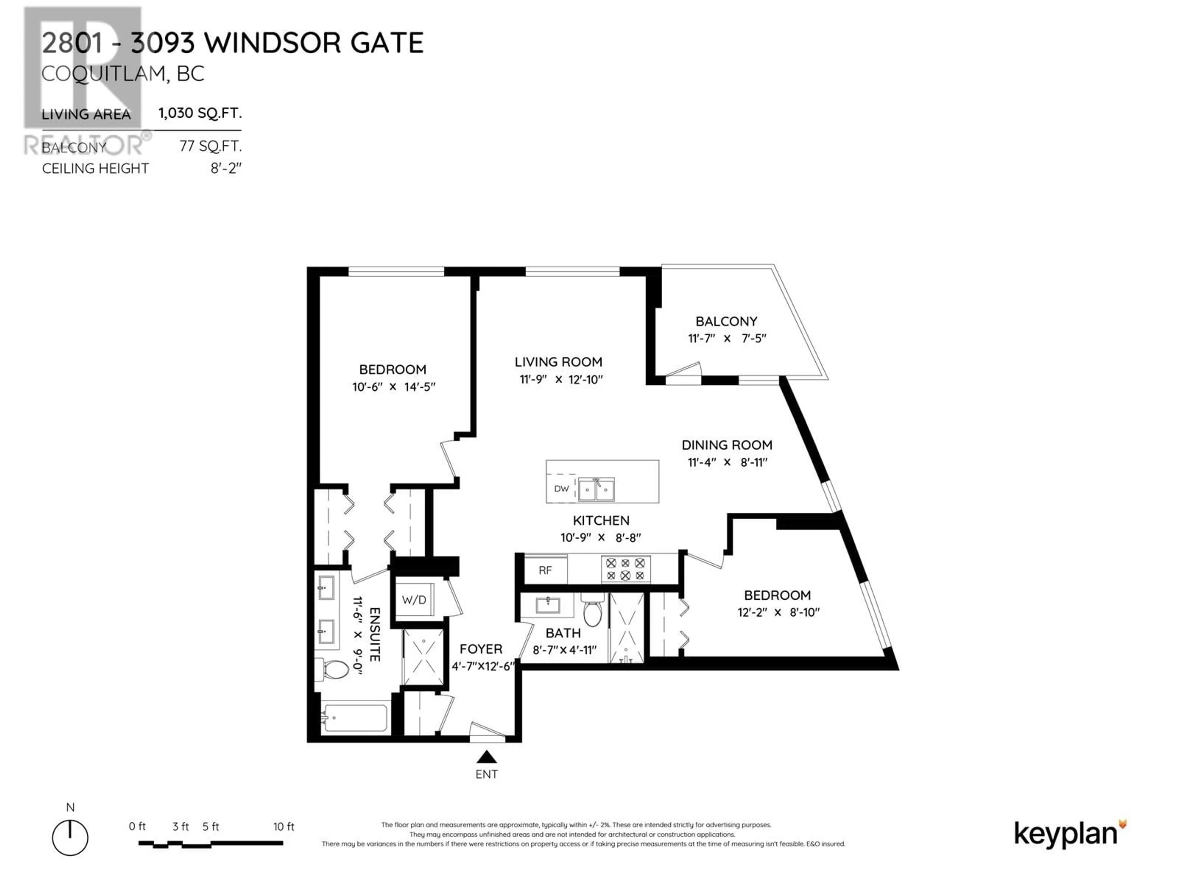 Floor plan for 2801 3093 WINDSOR GATE, Coquitlam British Columbia V3B0N2