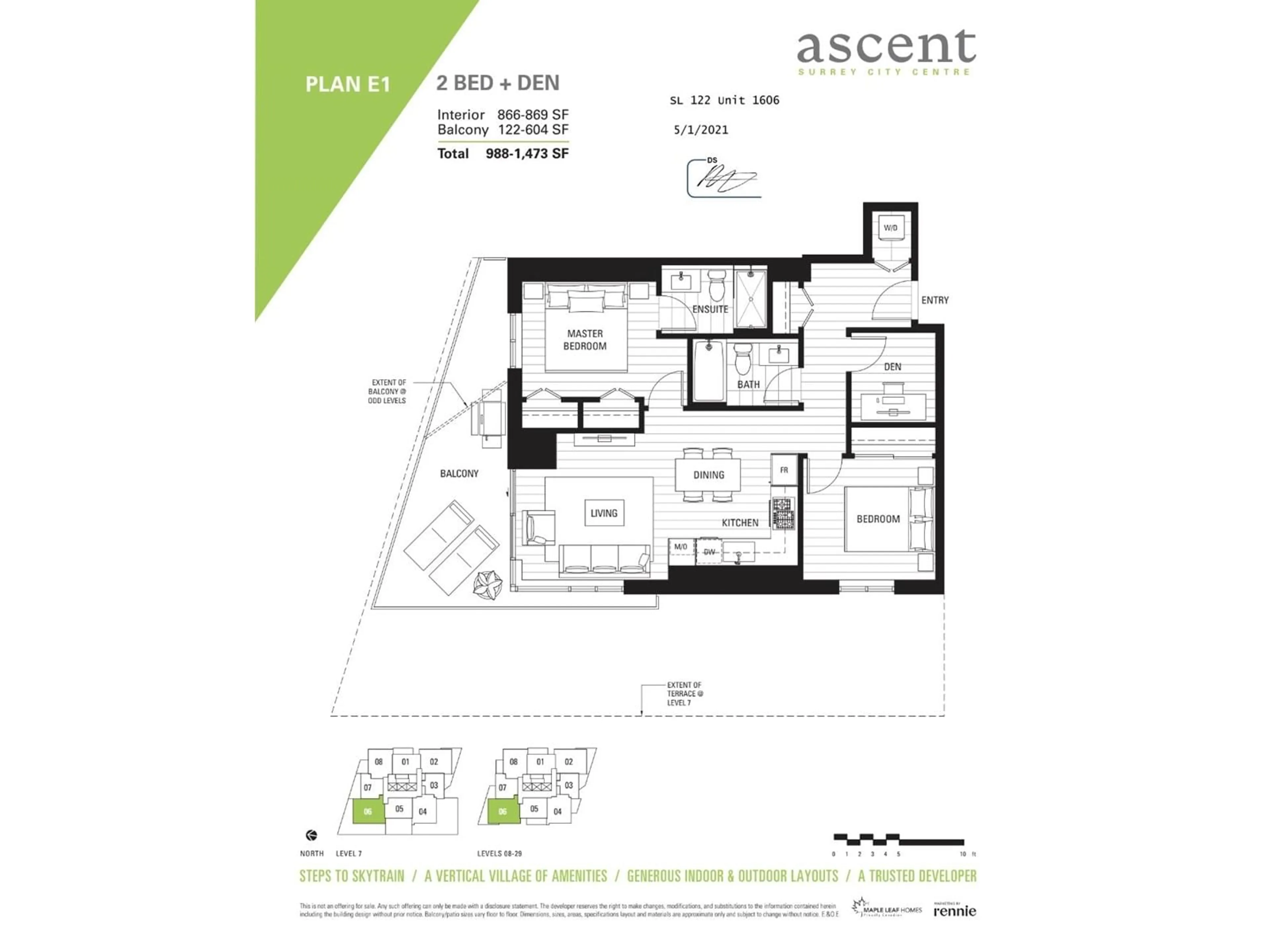 Floor plan for 1606 10428 WHALLEY BOULEVARD, Surrey British Columbia V3T1W6