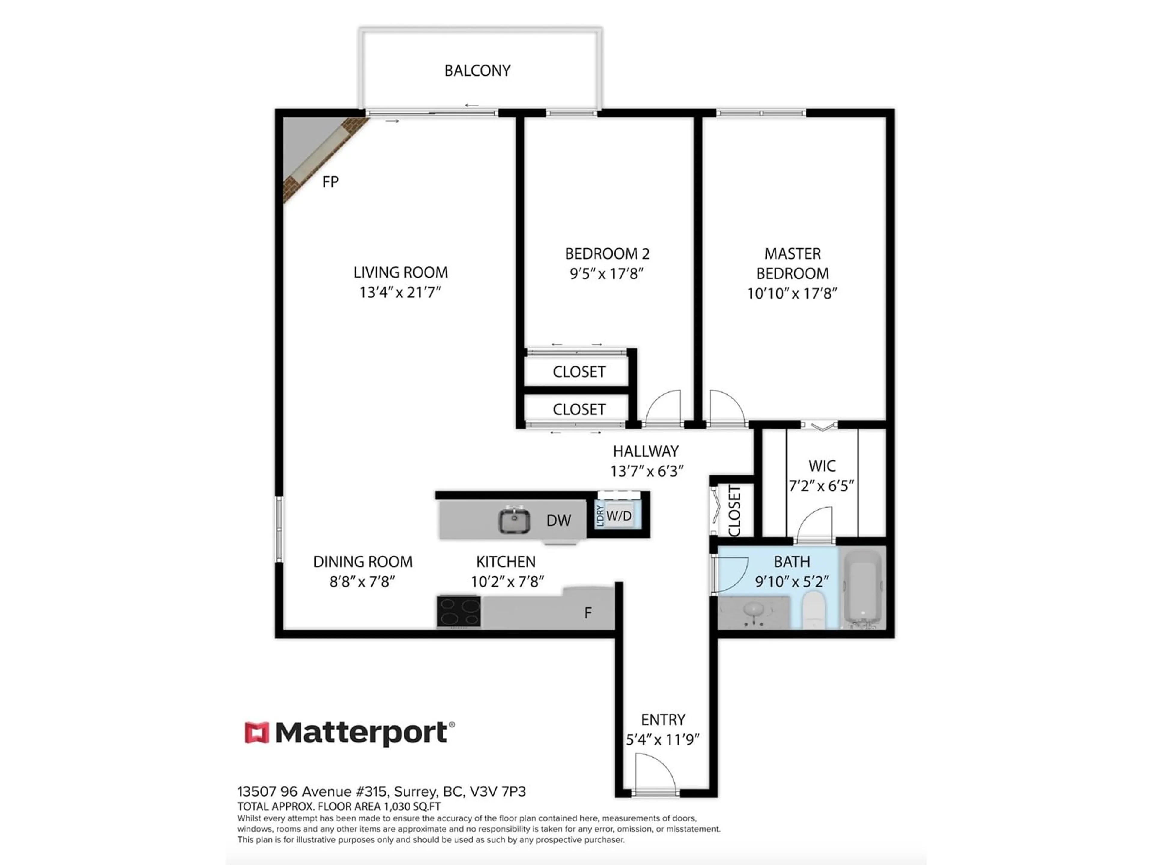 Floor plan for 315 13507 96 AVENUE, Surrey British Columbia V3V7P3