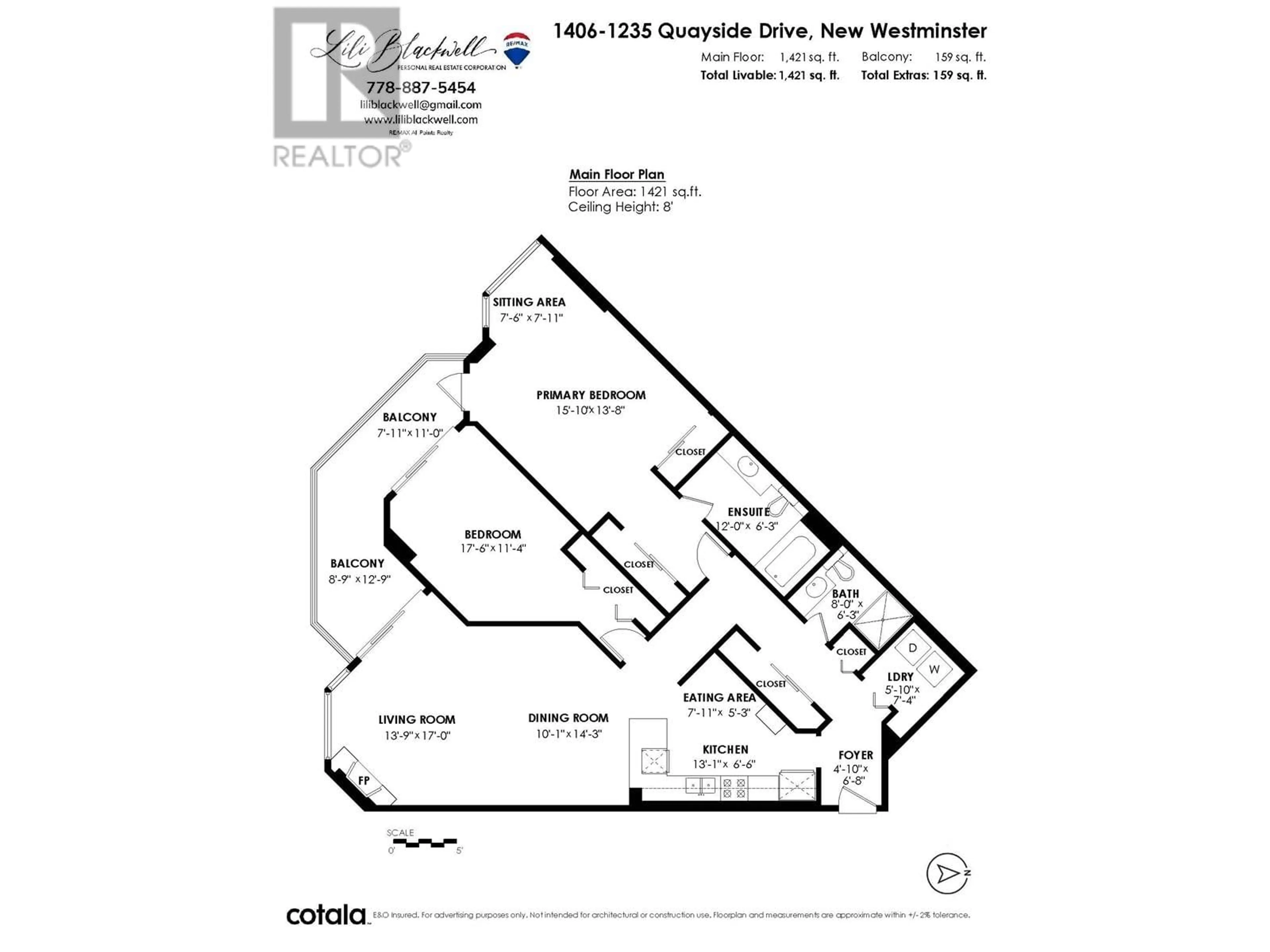 Floor plan for 1406 1235 QUAYSIDE DRIVE, New Westminster British Columbia V3M6J5