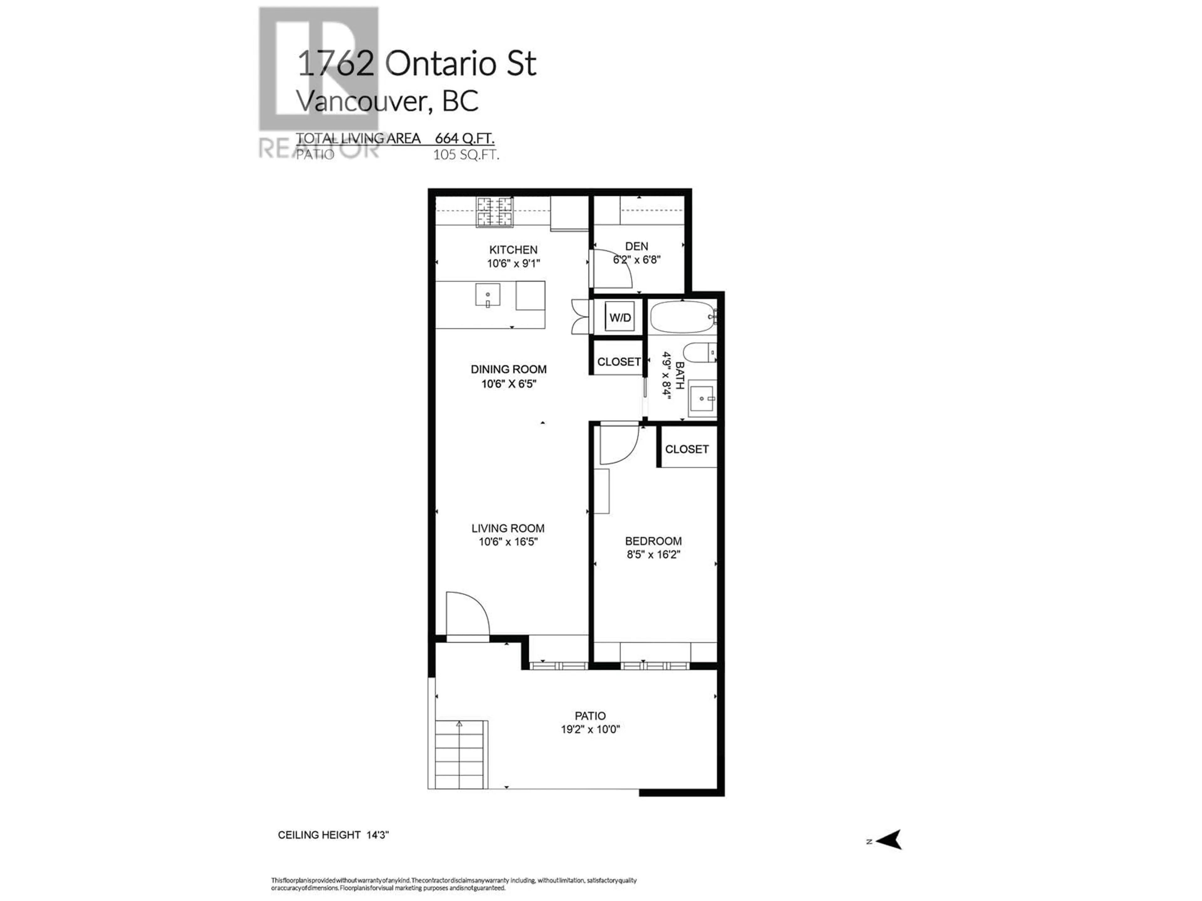 Floor plan for 1762 ONTARIO STREET, Vancouver British Columbia V5T0G2