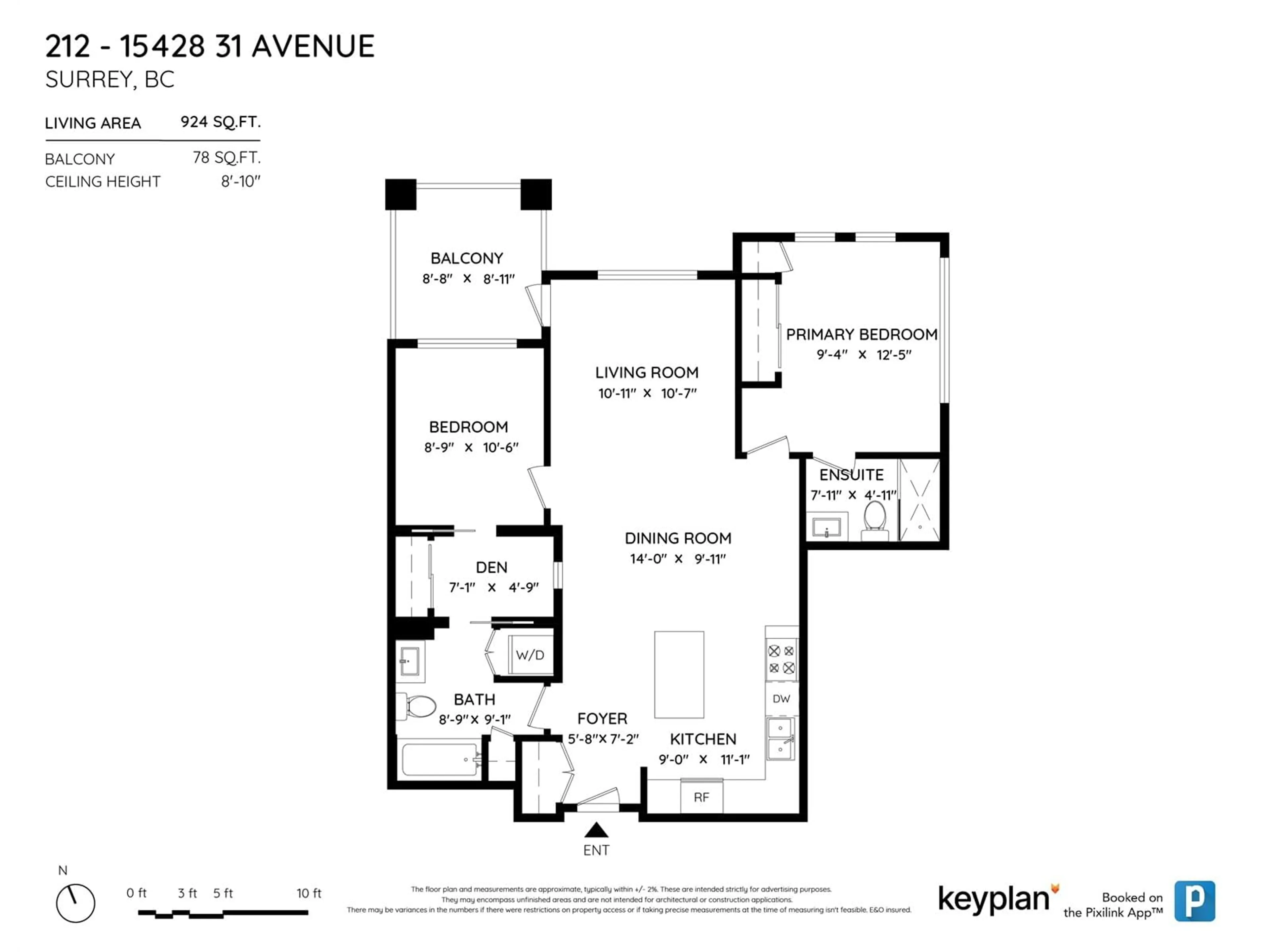 Floor plan for 212 15428 31 AVENUE, Surrey British Columbia V3Z3W4