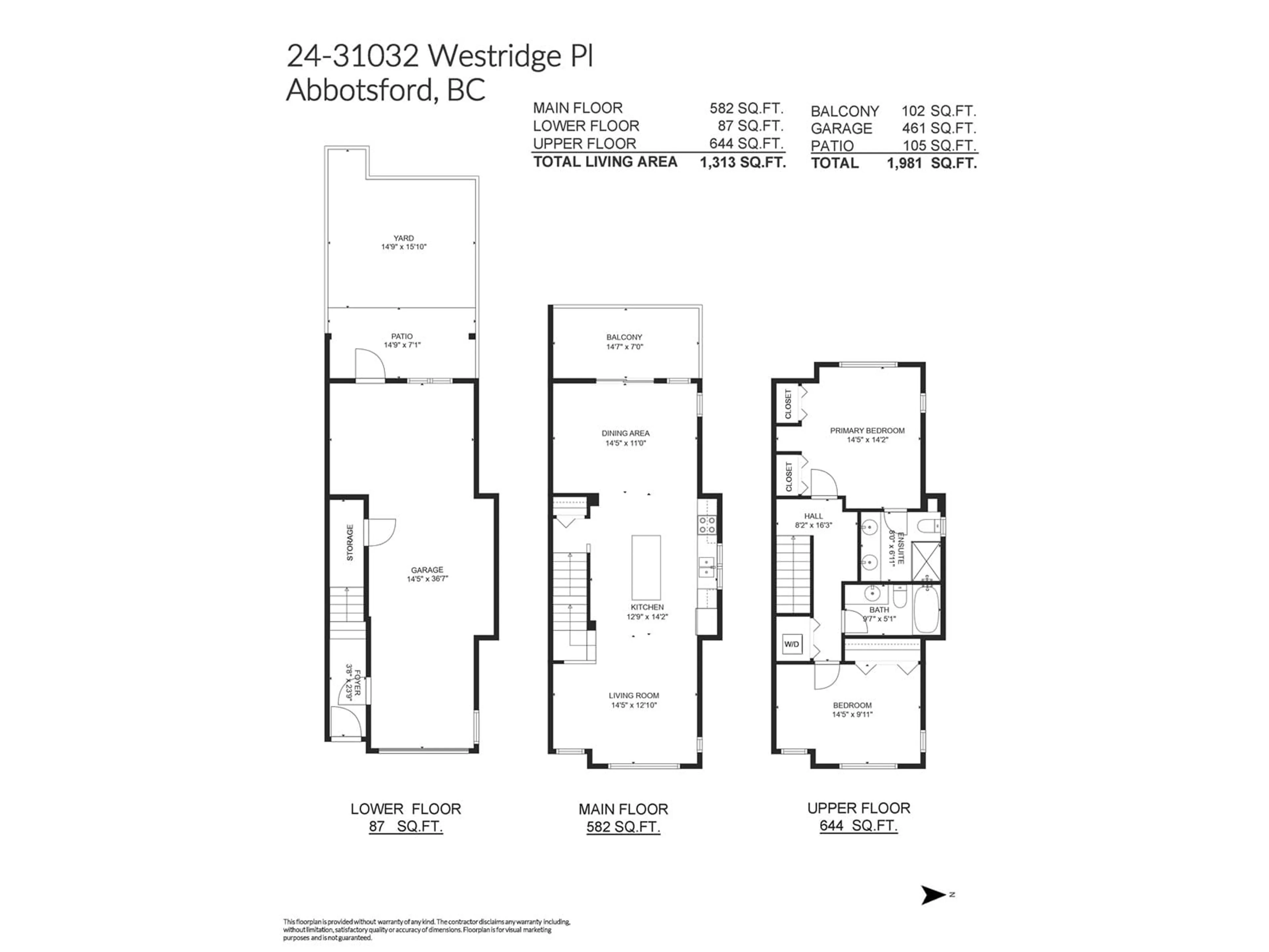 Floor plan for 24 31032 WESTRIDGE PLACE, Abbotsford British Columbia V2T0C6