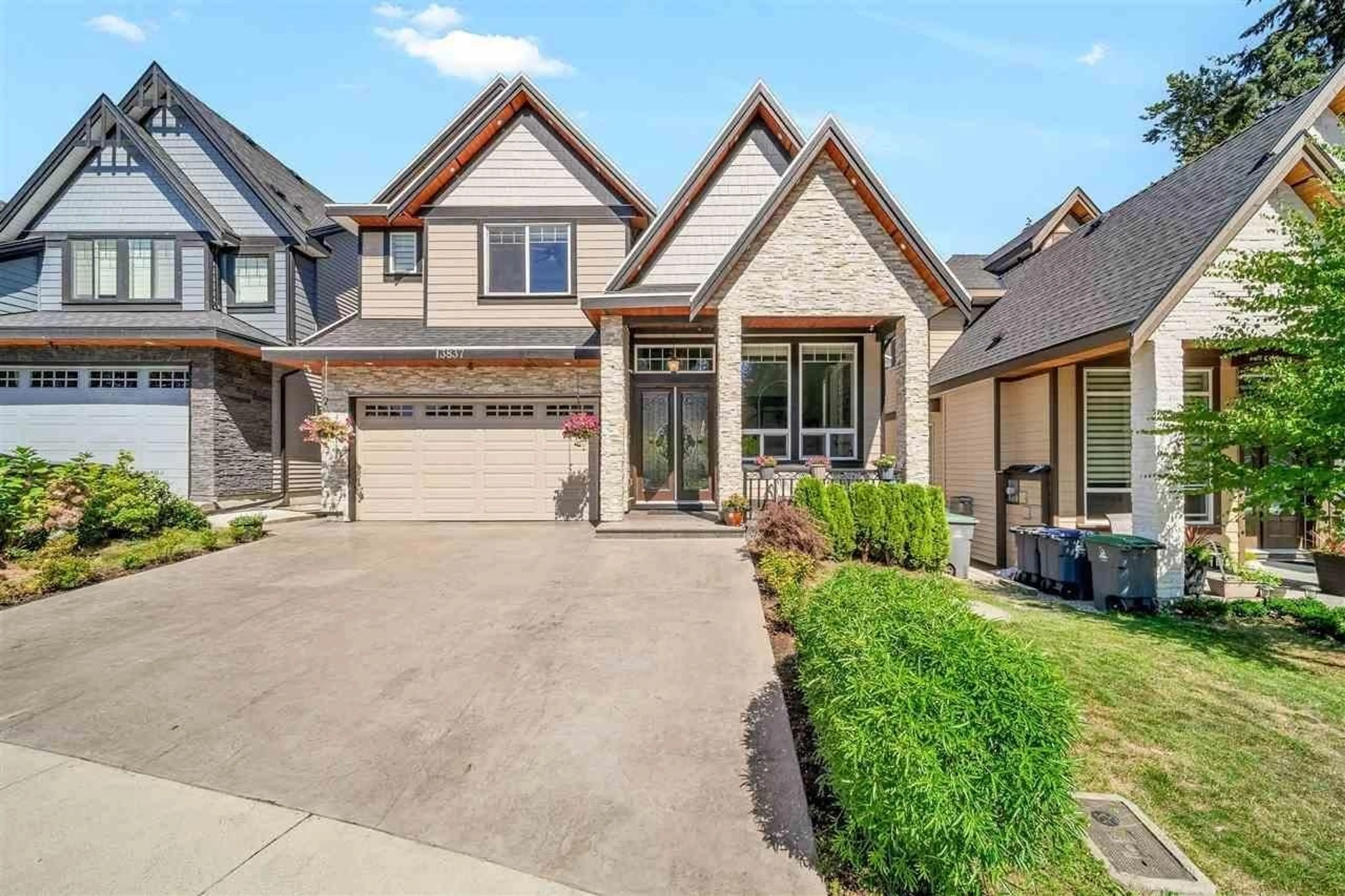 Home with brick exterior material, street for 13837 60A, Surrey British Columbia V3X0H3
