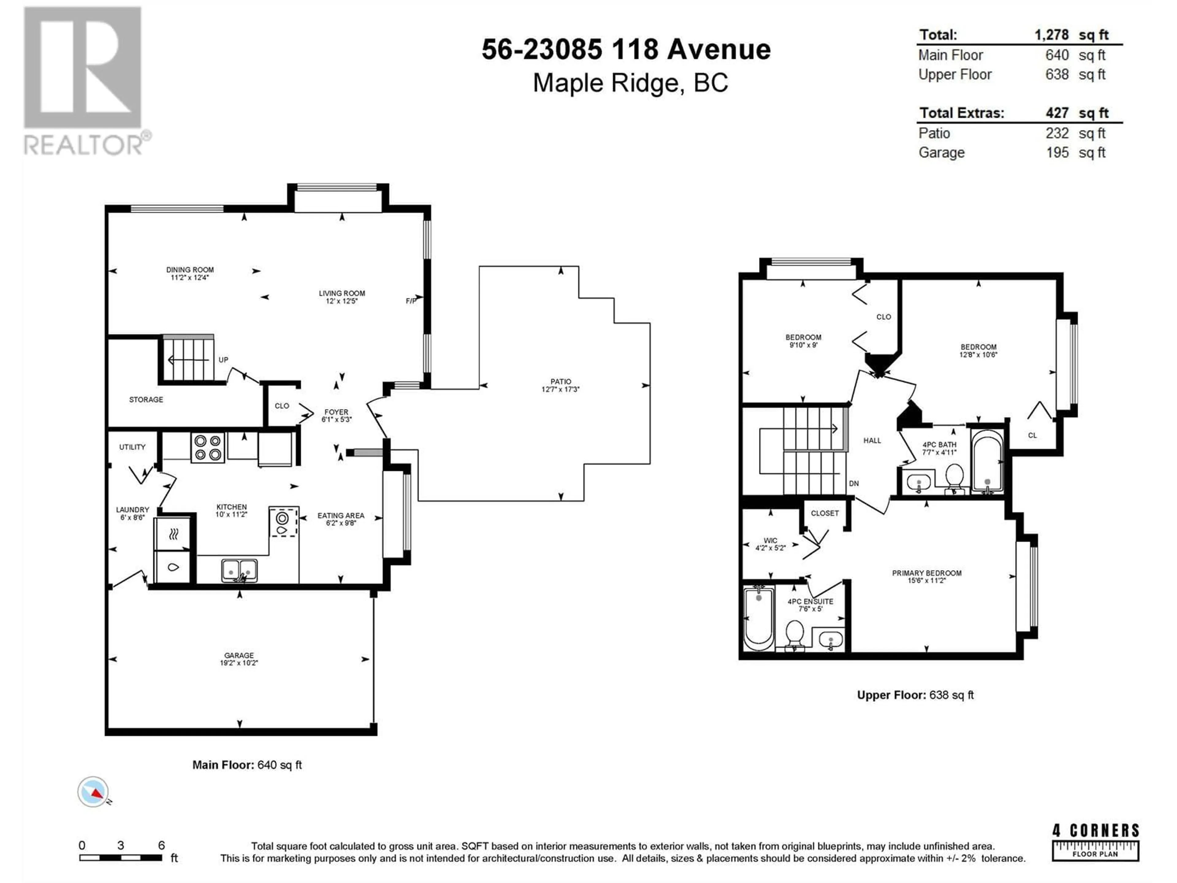 Floor plan for 56 23085 118 AVENUE, Maple Ridge British Columbia V2X3J7