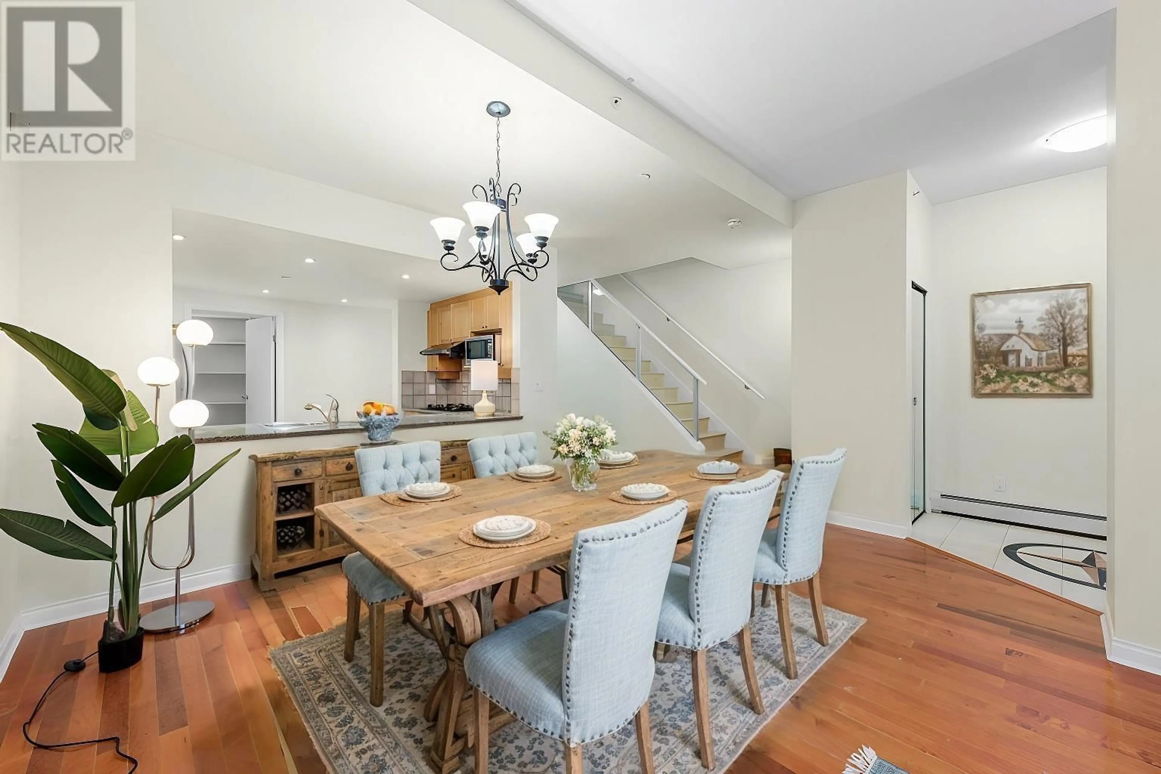 Dining room, wood floors, cottage for TH116 118 DRAKE STREET, Vancouver British Columbia V6Z2X1