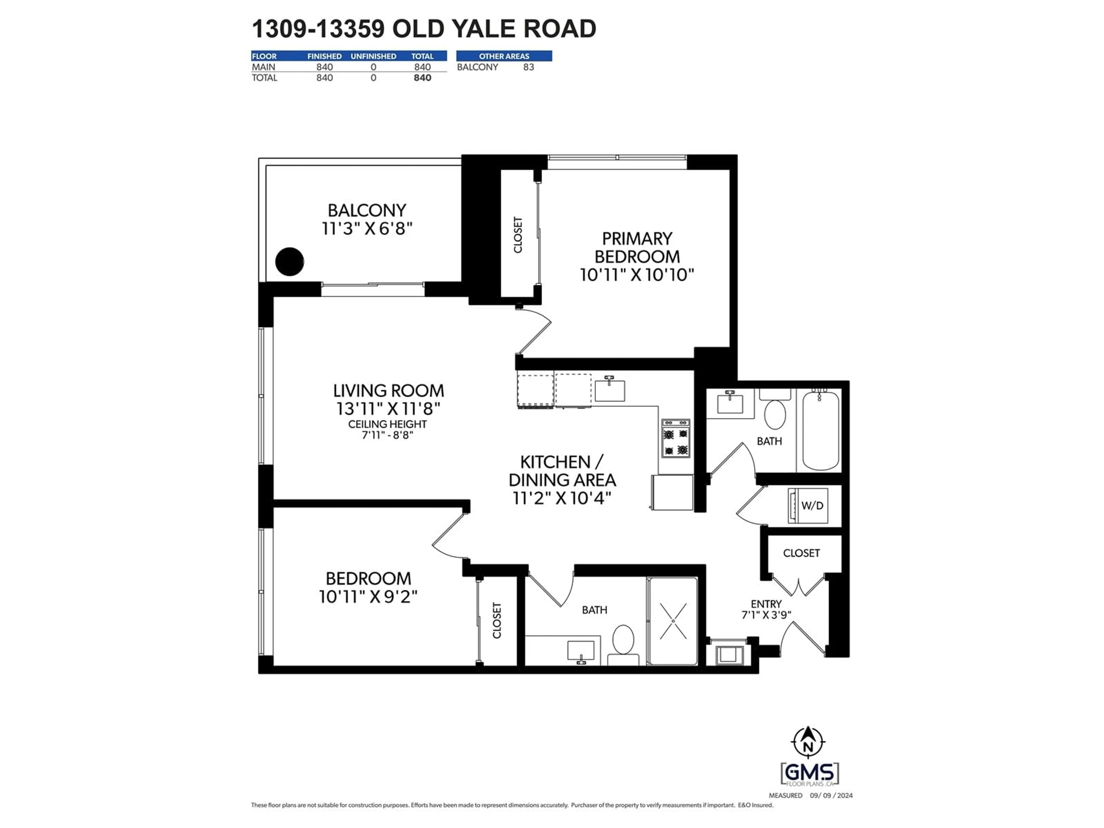 Floor plan for 1309 13359 OLD YALE ROAD, Surrey British Columbia V3T0S4