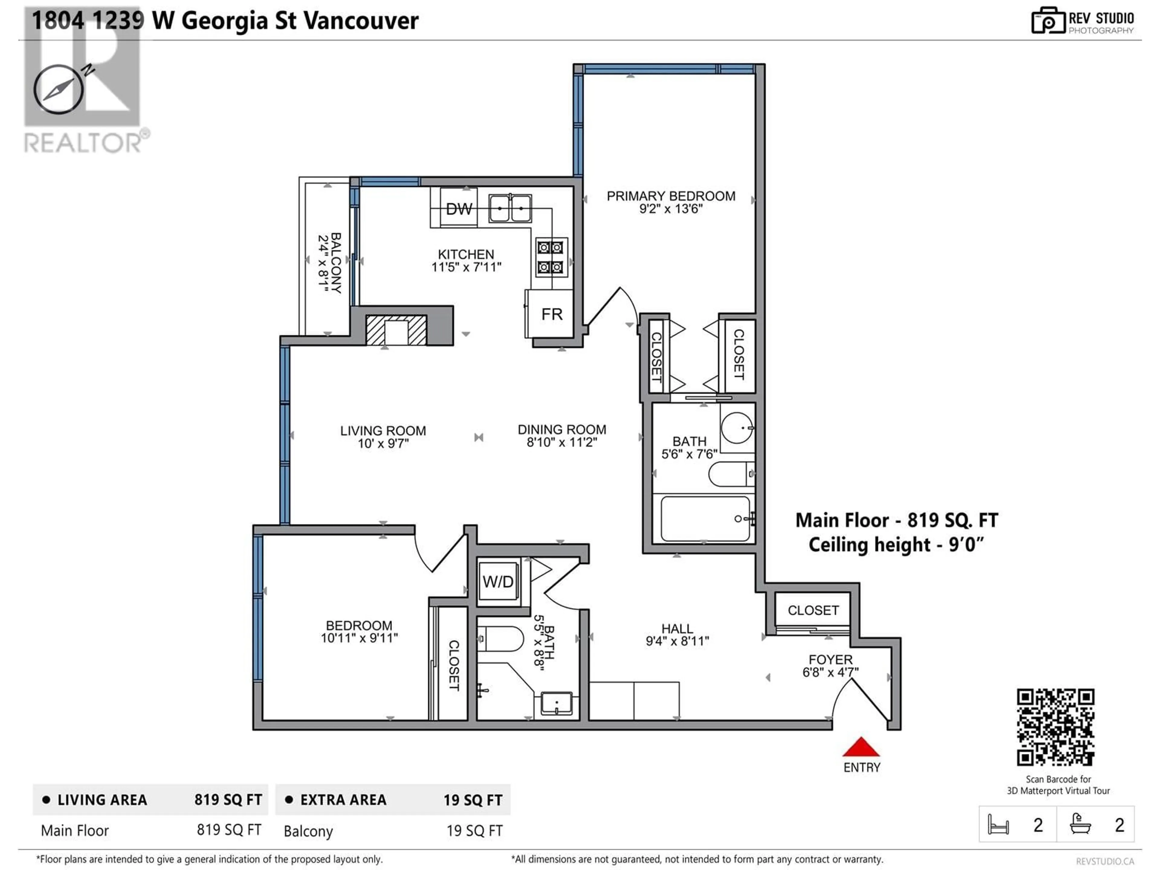 Floor plan for 1804 1239 W GEORGIA STREET, Vancouver British Columbia V6E4R8