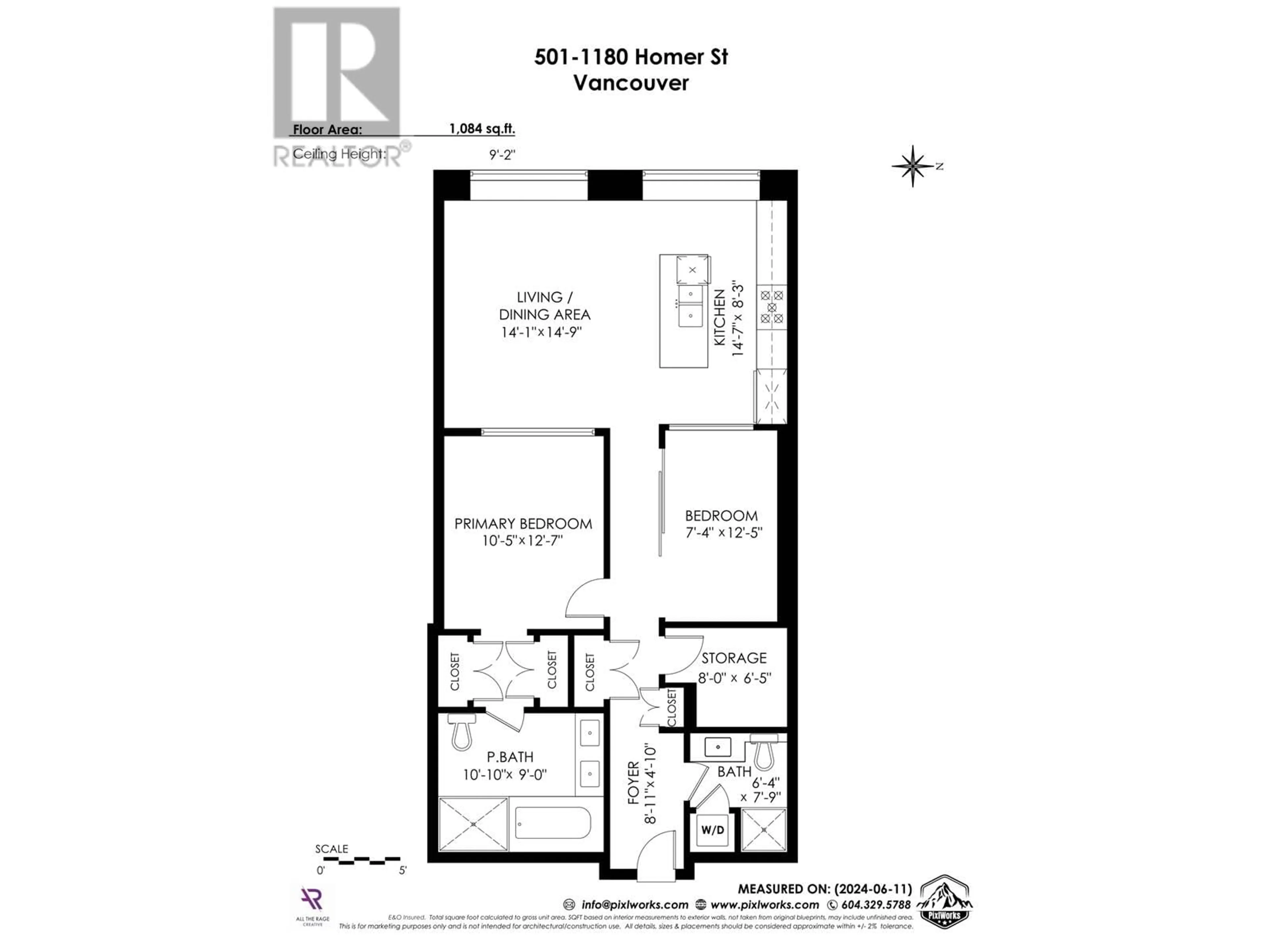 Floor plan for 501 1180 HOMER STREET, Vancouver British Columbia V6B2X6