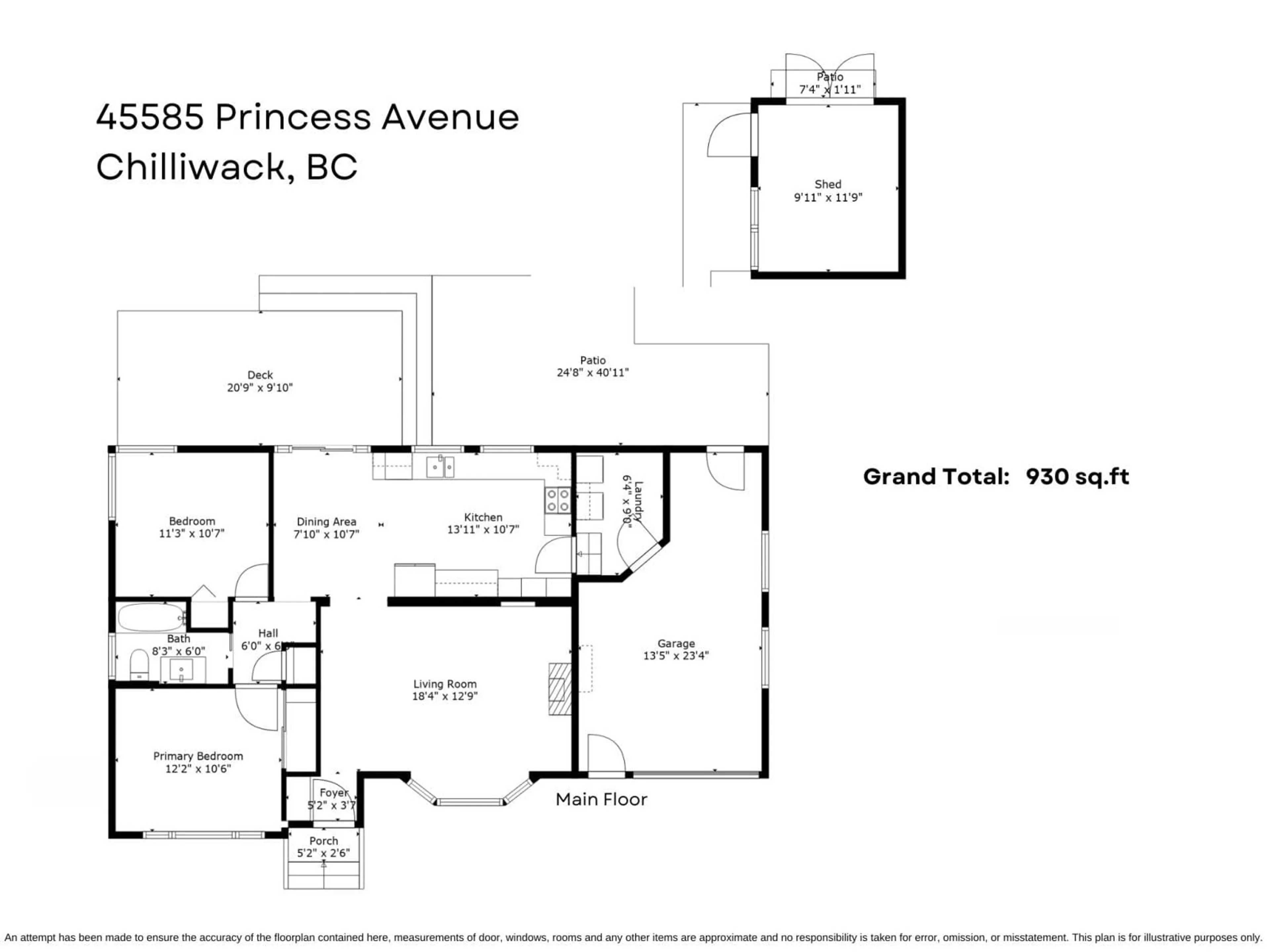 Floor plan for 45585 PRINCESS AVENUE, Chilliwack British Columbia V2P2B9