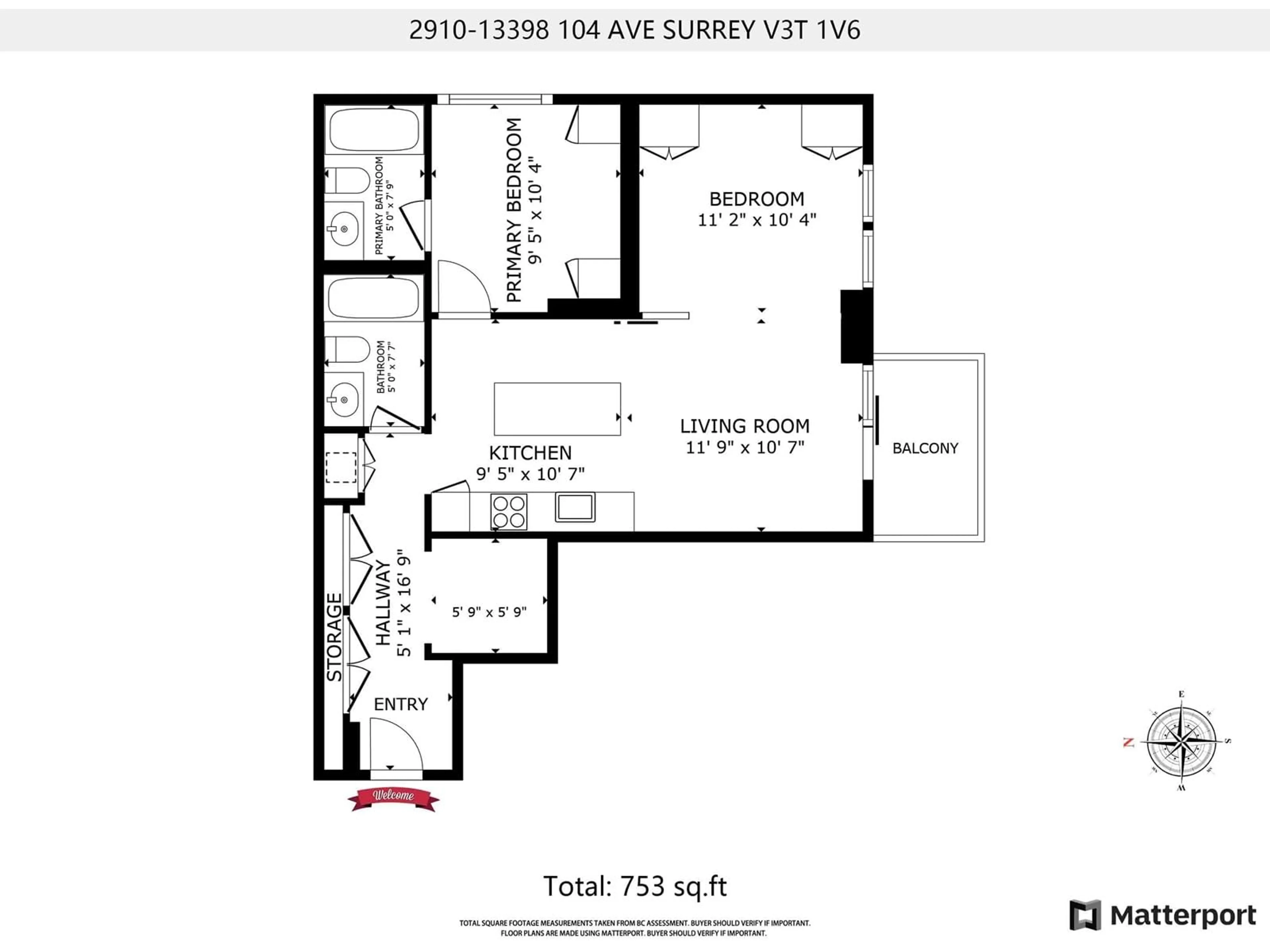 Floor plan for 2910 13398 104 AVENUE, Surrey British Columbia V3T1V6