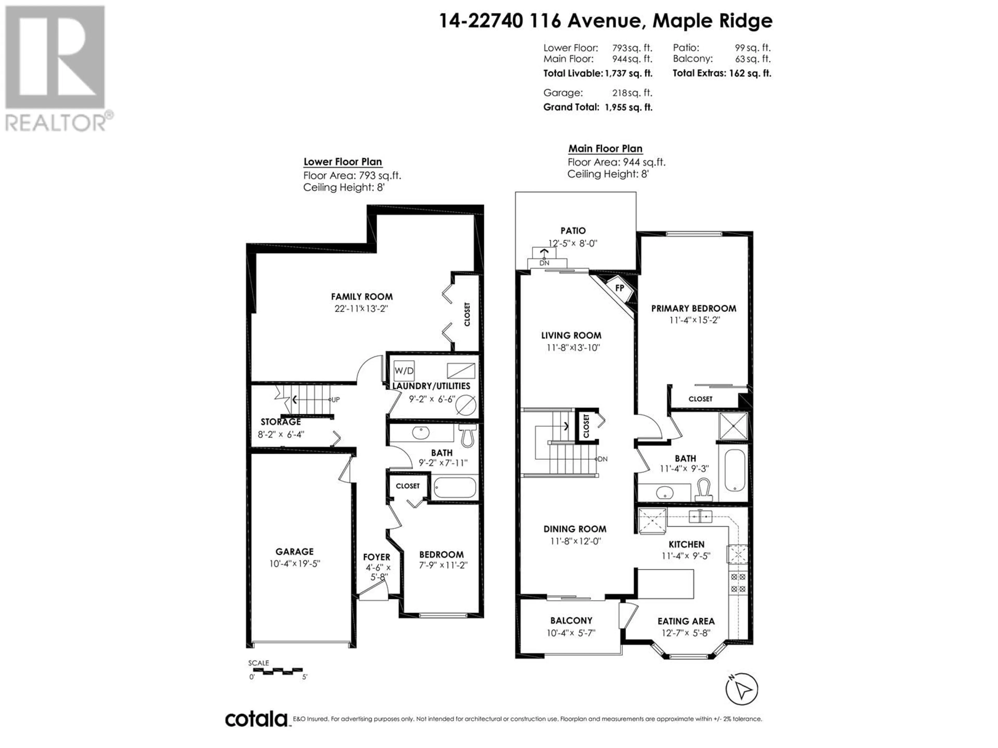 Floor plan for 14 22740 116 AVENUE, Maple Ridge British Columbia V2X2X7