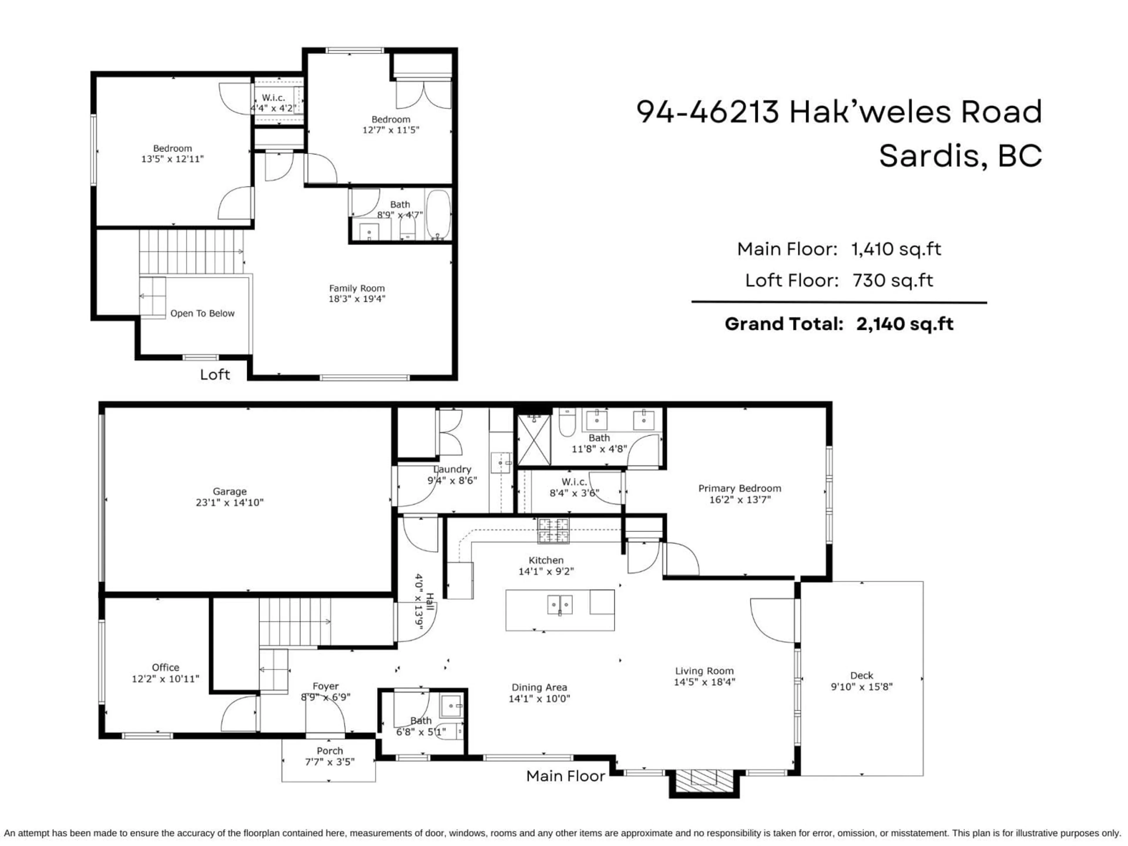 Floor plan for 94 46213 HAK'WELES ROAD, Chilliwack British Columbia V4Z0E6