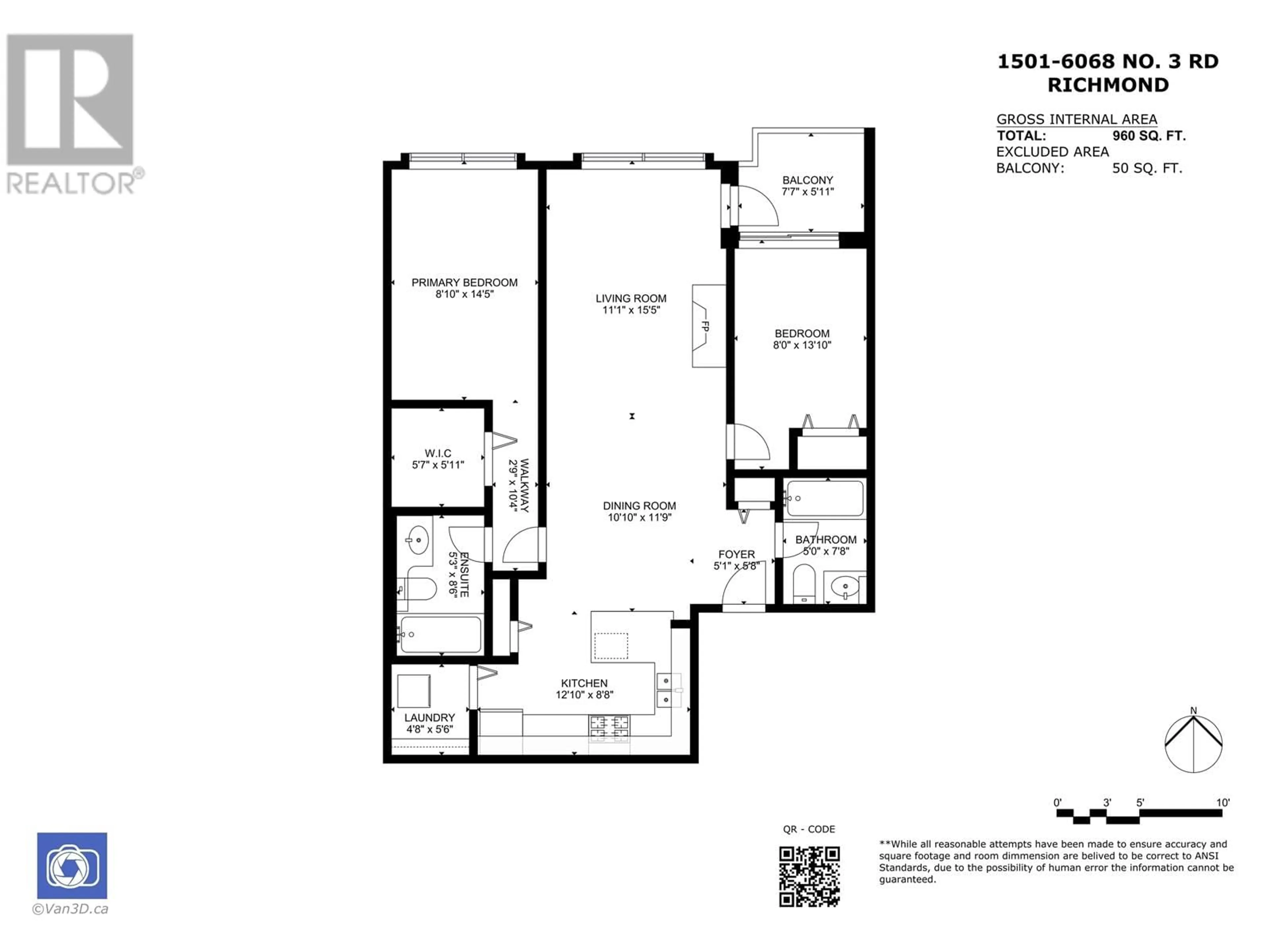 Floor plan for 1501 6068 NO. 3 ROAD, Richmond British Columbia V6Y4M7