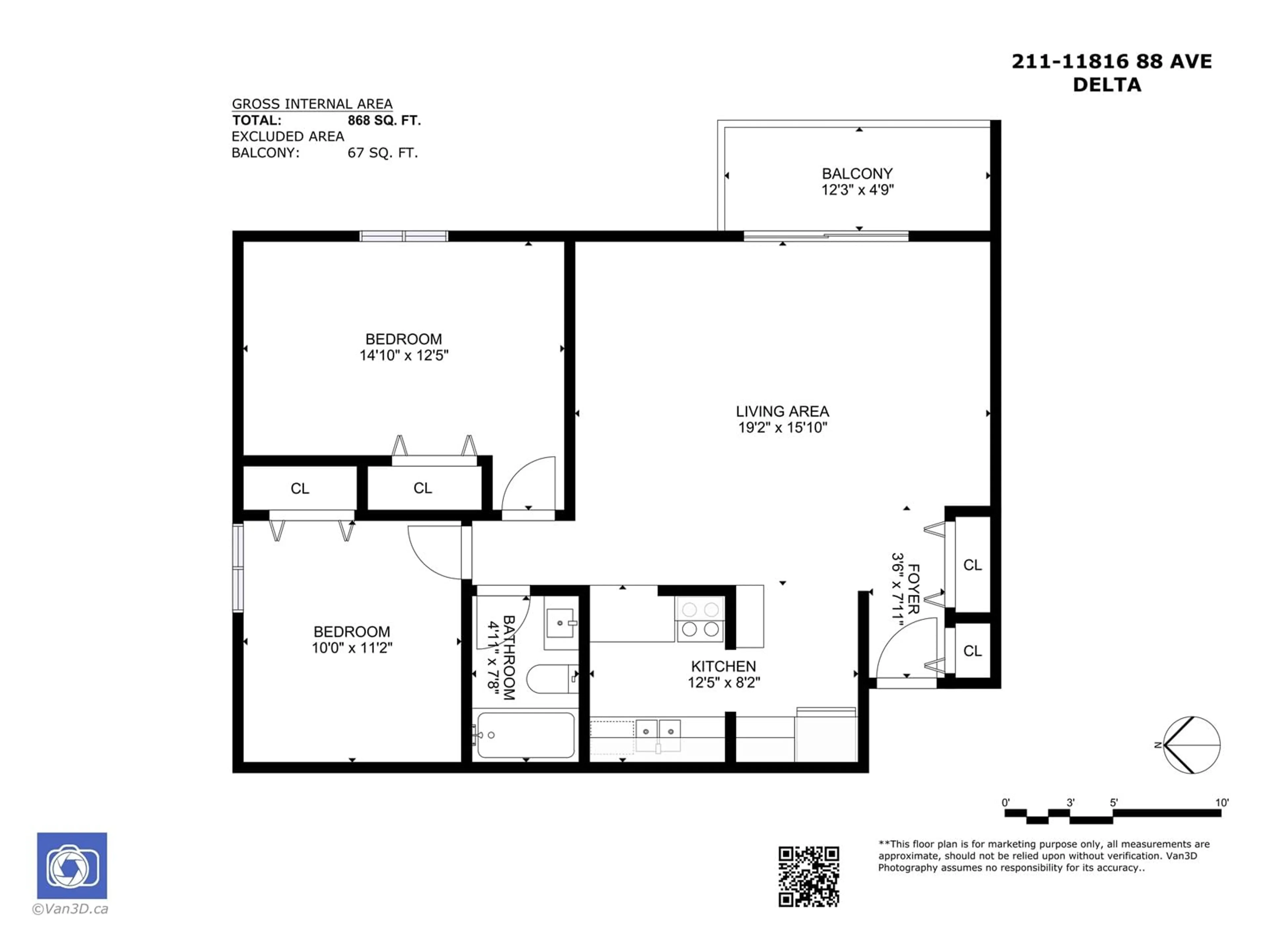 Floor plan for 211 11816 88 AVENUE, Delta British Columbia V4C3C5