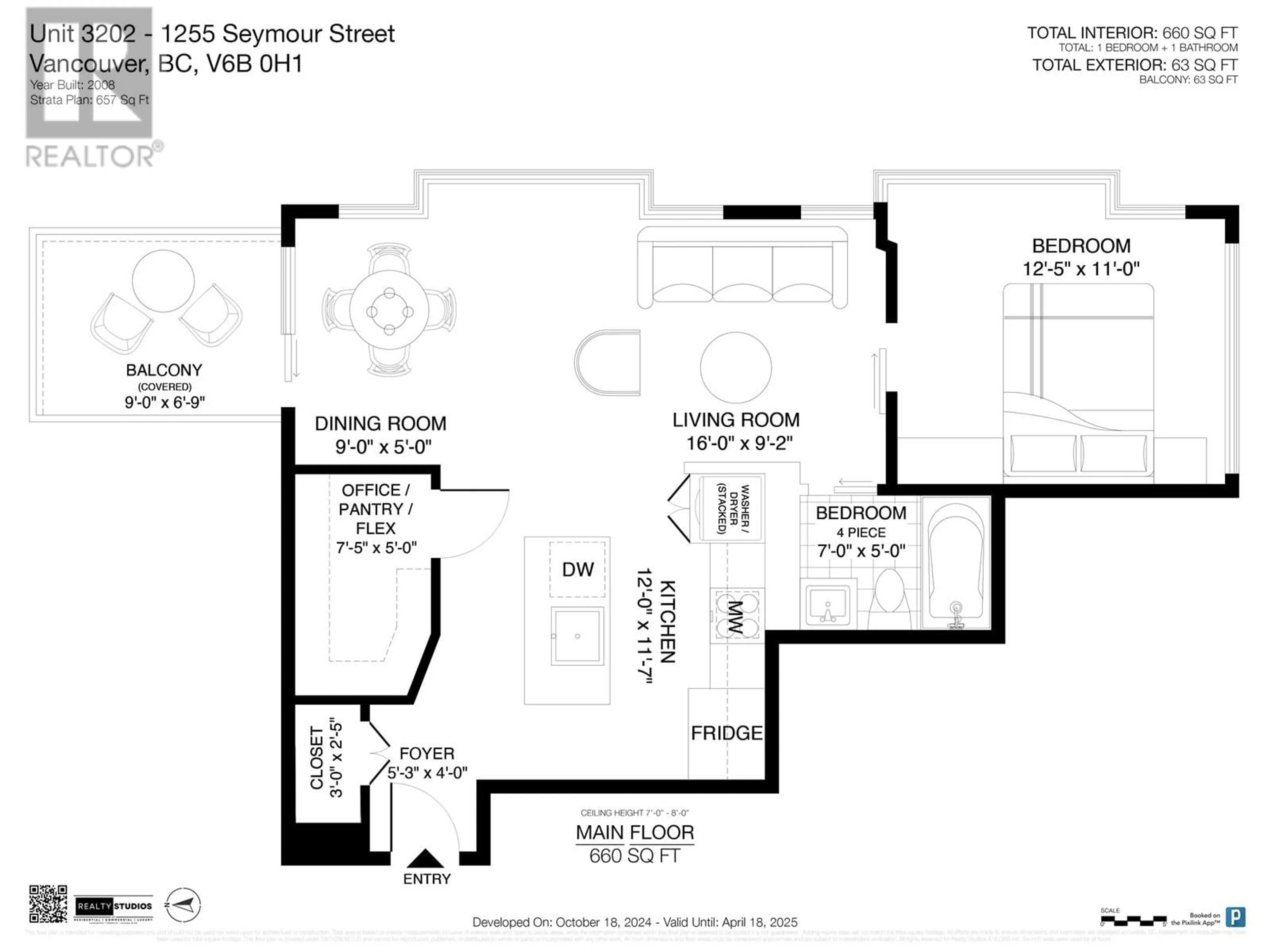 Floor plan for 3202 1255 SEYMOUR STREET, Vancouver British Columbia V6B0H1