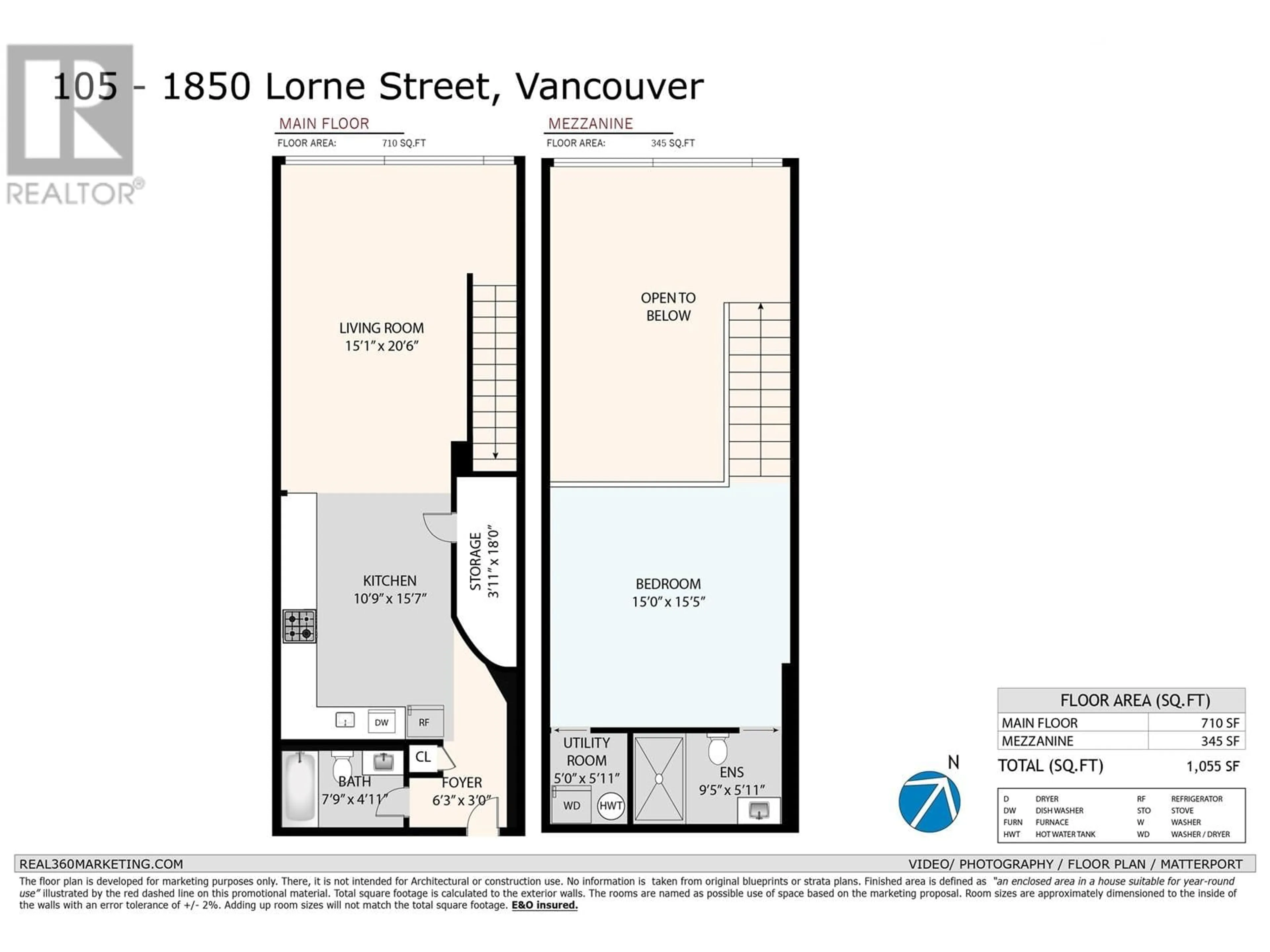 Floor plan for 105 1850 LORNE STREET, Vancouver British Columbia V5T1C9