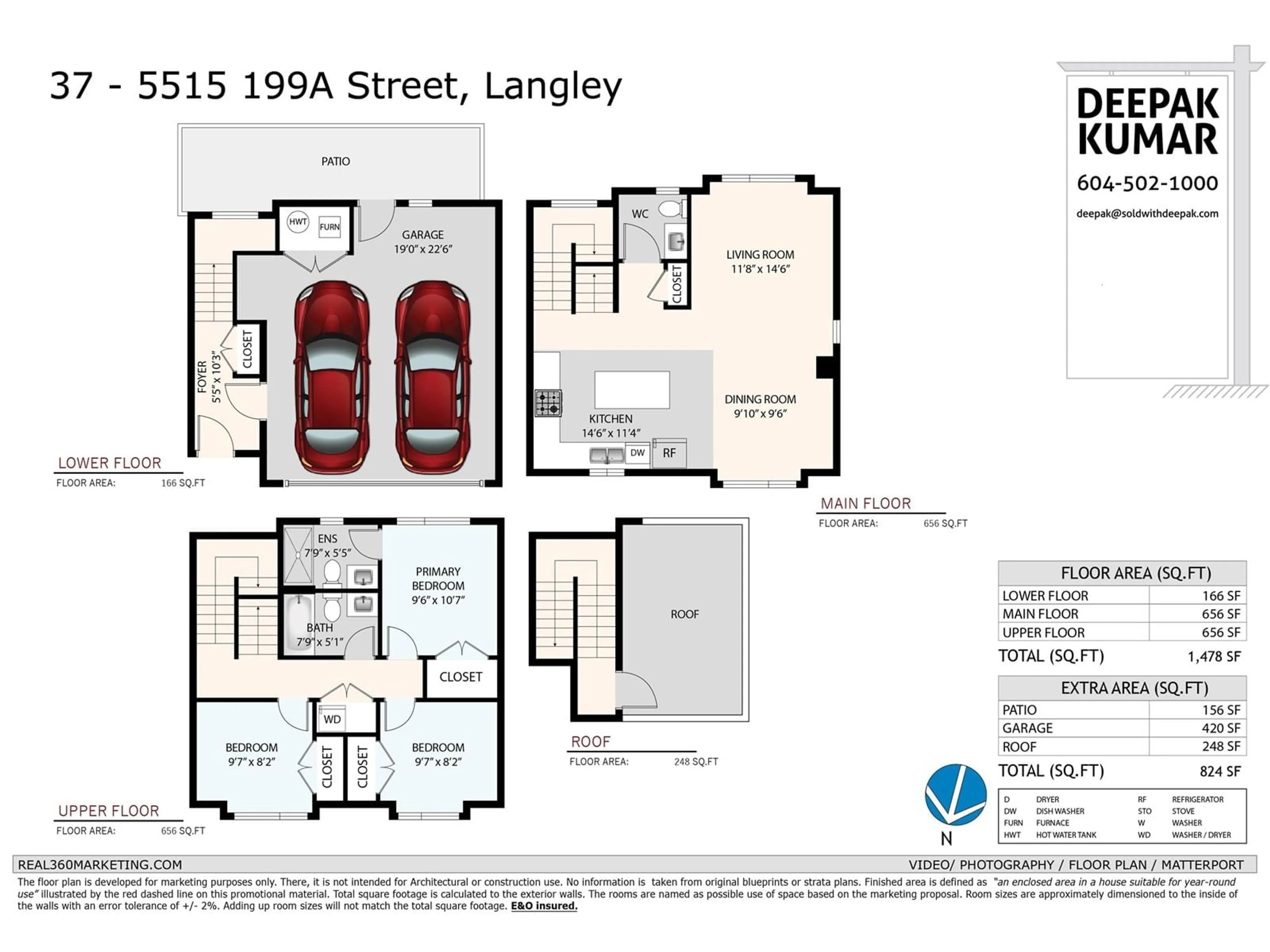 Floor plan for 37 5515 199A STREET, Langley British Columbia V3A0L4