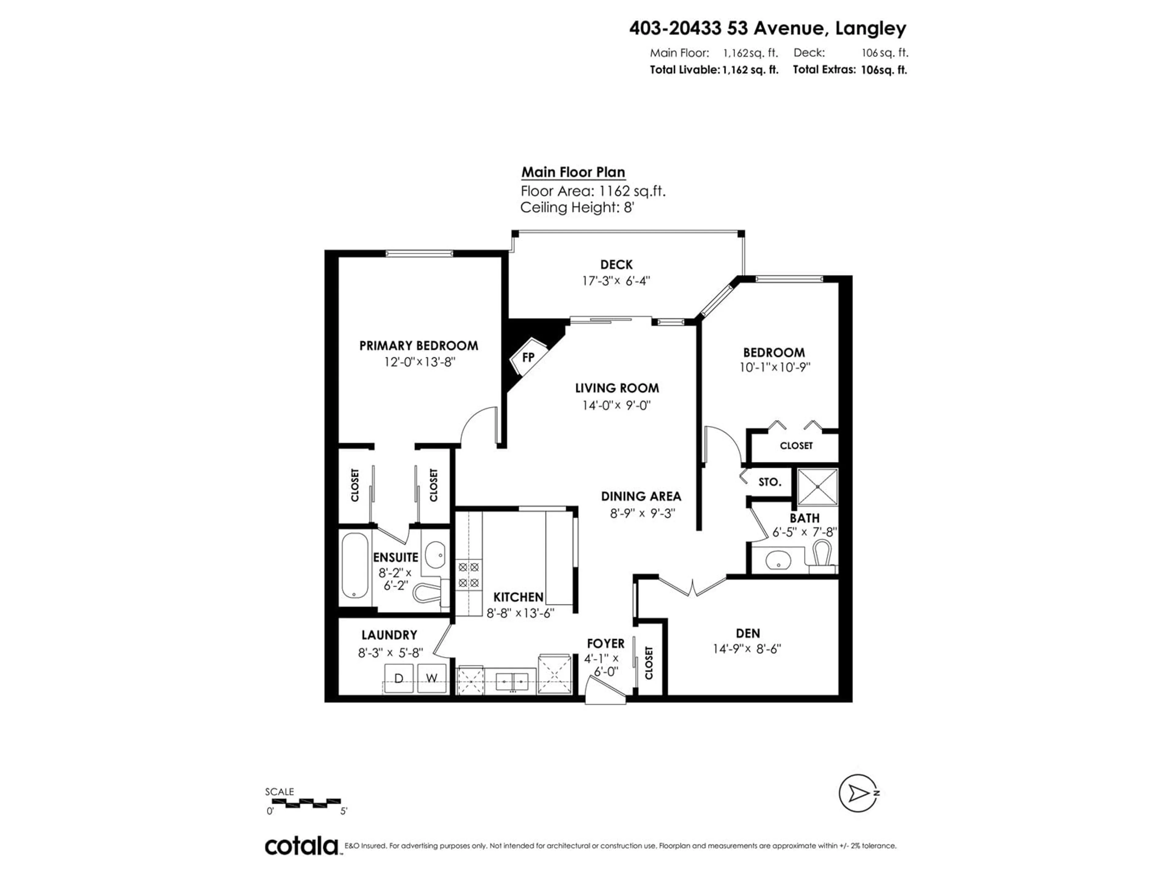 Floor plan for 403 20433 53 AVENUE, Langley British Columbia V3A7A6