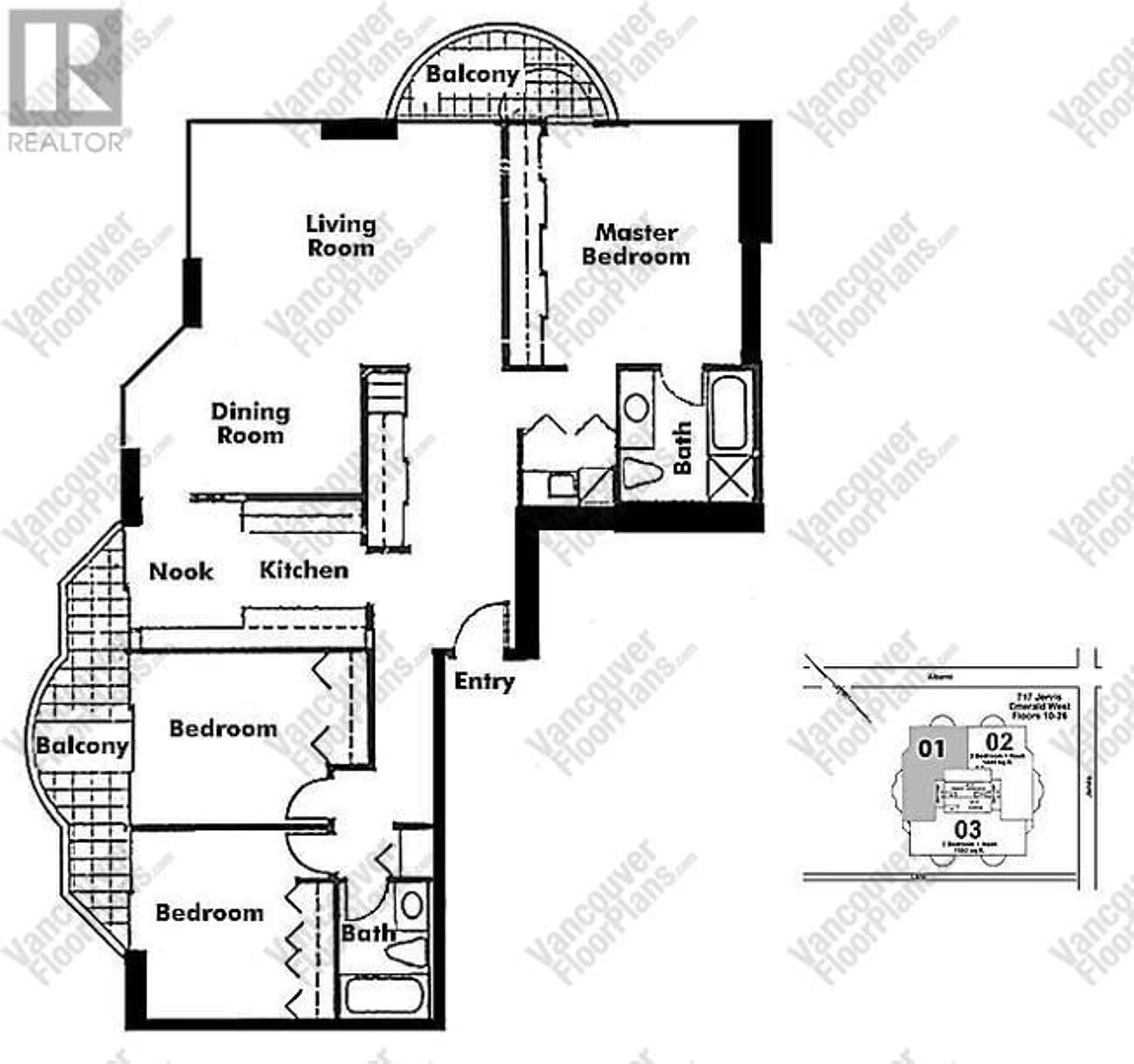 Floor plan for 1501 717 JERVIS STREET, Vancouver British Columbia V6E4L5