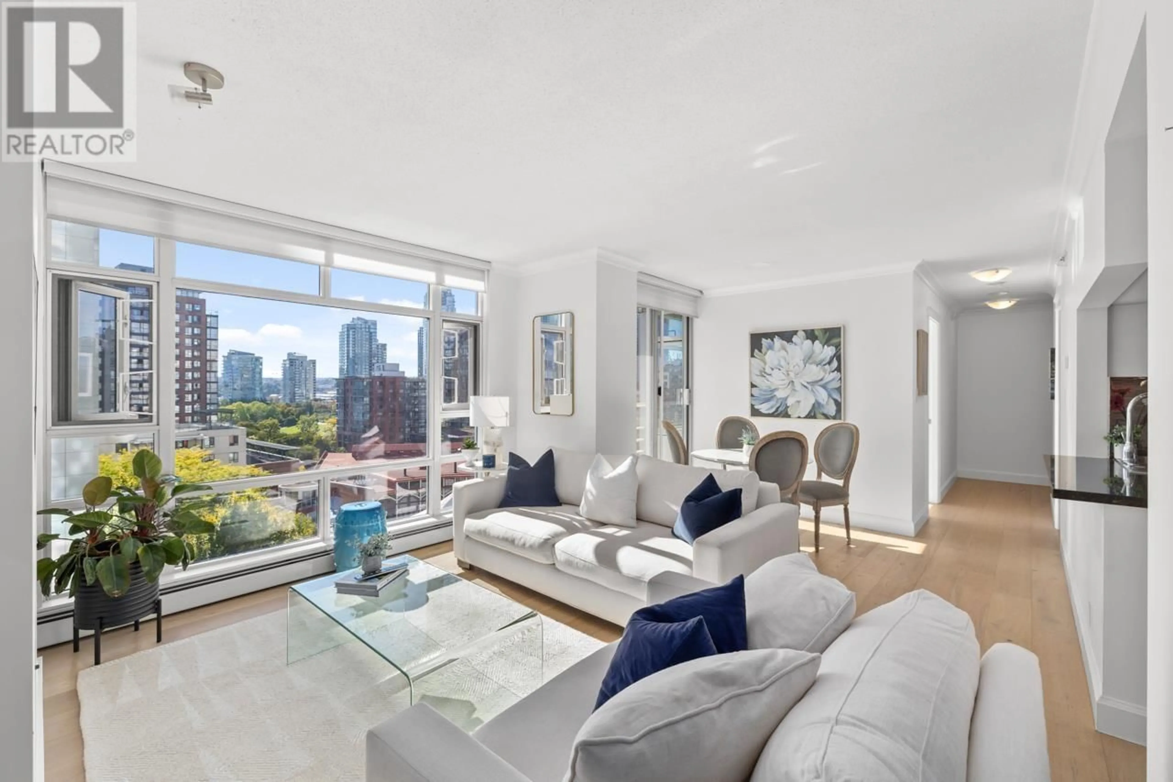 Living room, wood floors for 1107 1199 MARINASIDE CRESCENT, Vancouver British Columbia V6Z2Y2