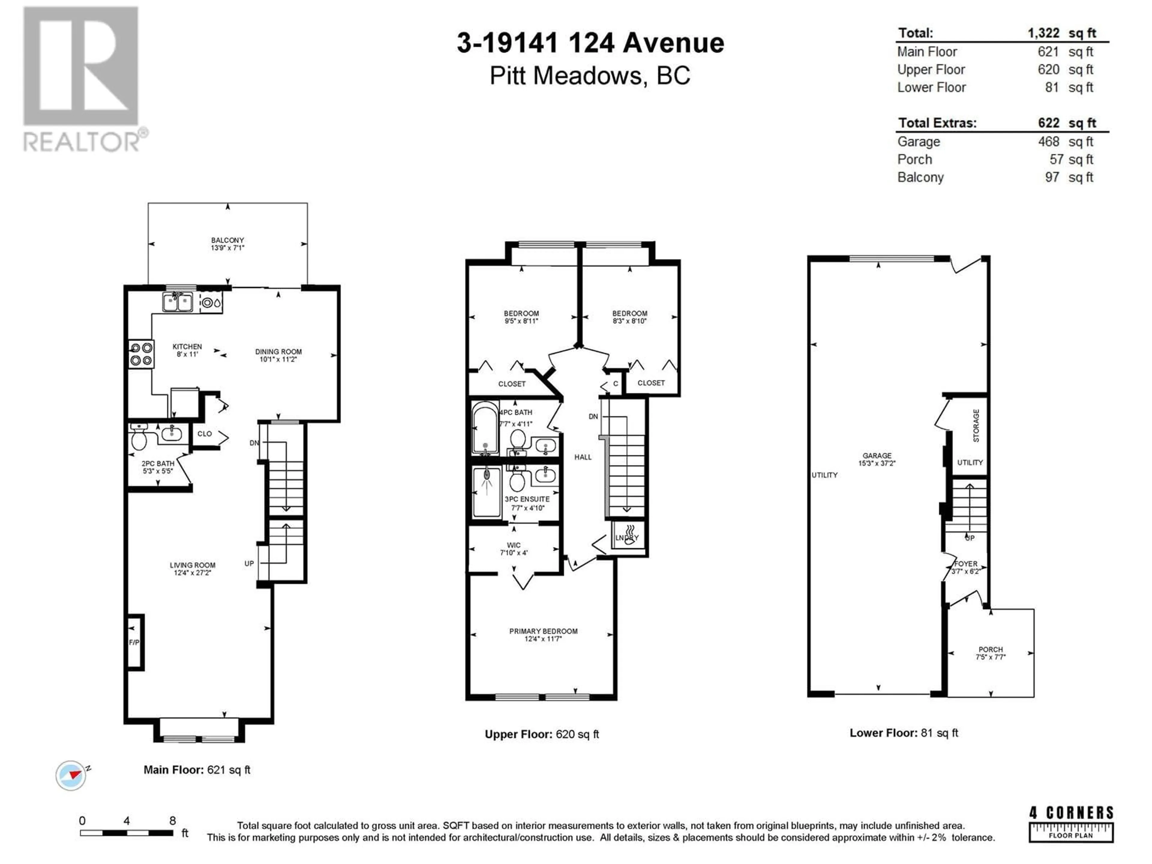 Floor plan for 3 19141 124 AVENUE, Pitt Meadows British Columbia V3Y2V6