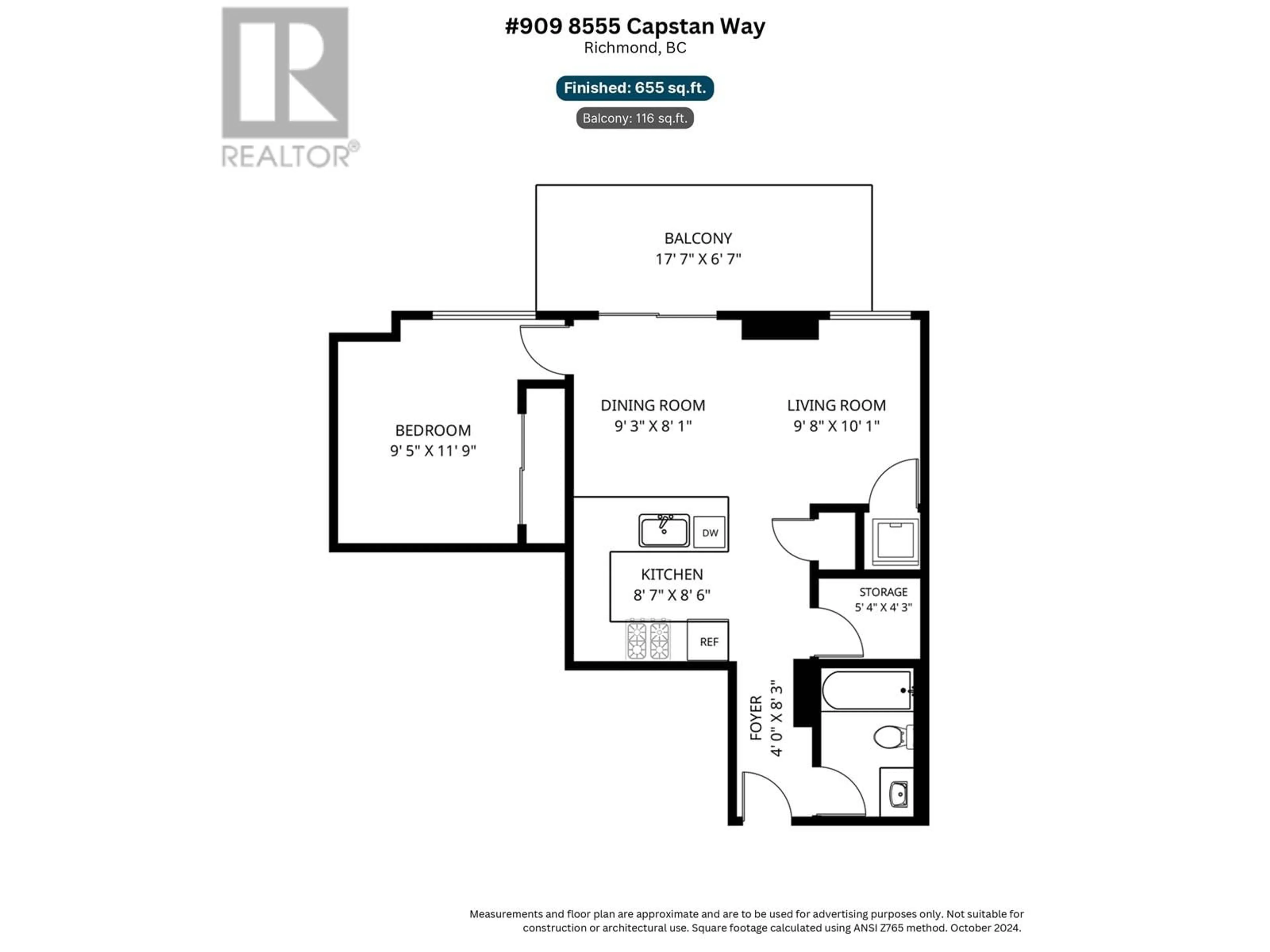 Floor plan for 909 - 8555 CAPSTAN WAY, Richmond British Columbia V6X0W1