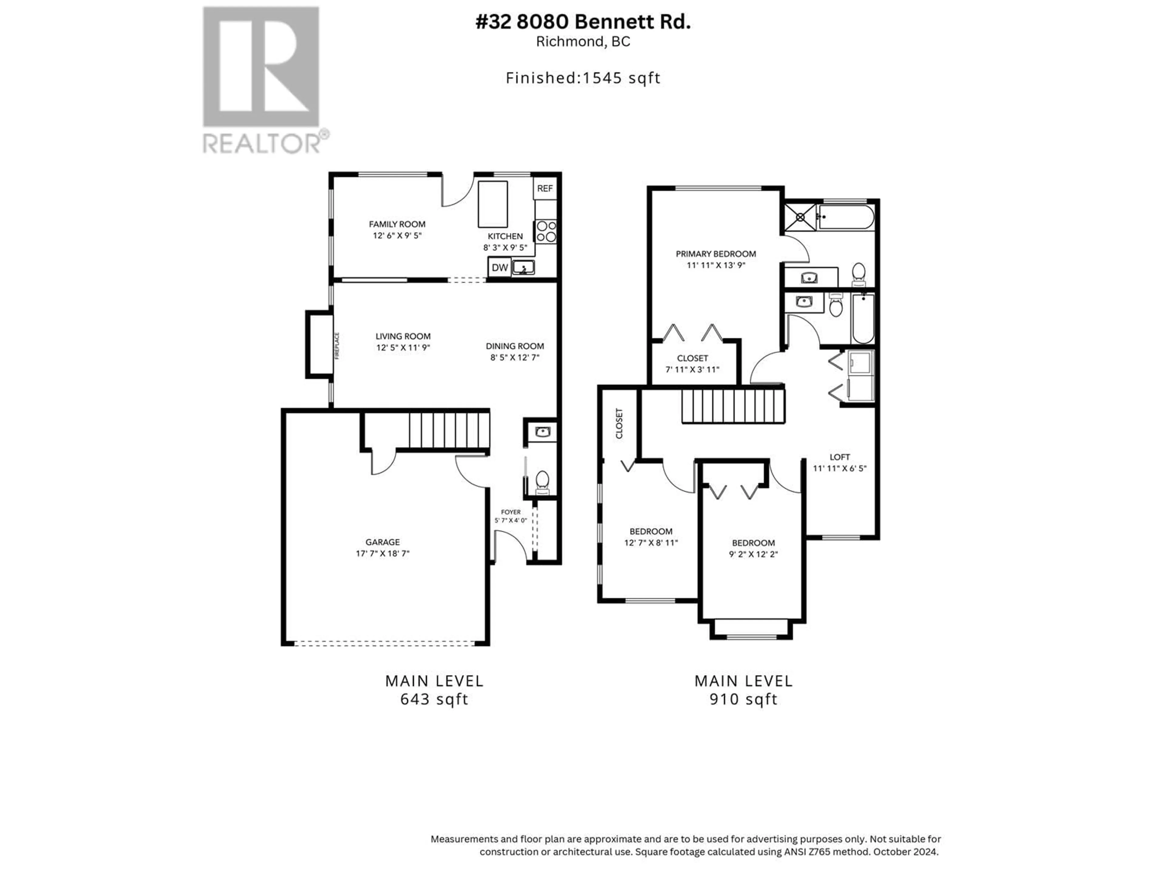 Floor plan for 32 8080 BENNETT ROAD, Richmond British Columbia V6Y1N5