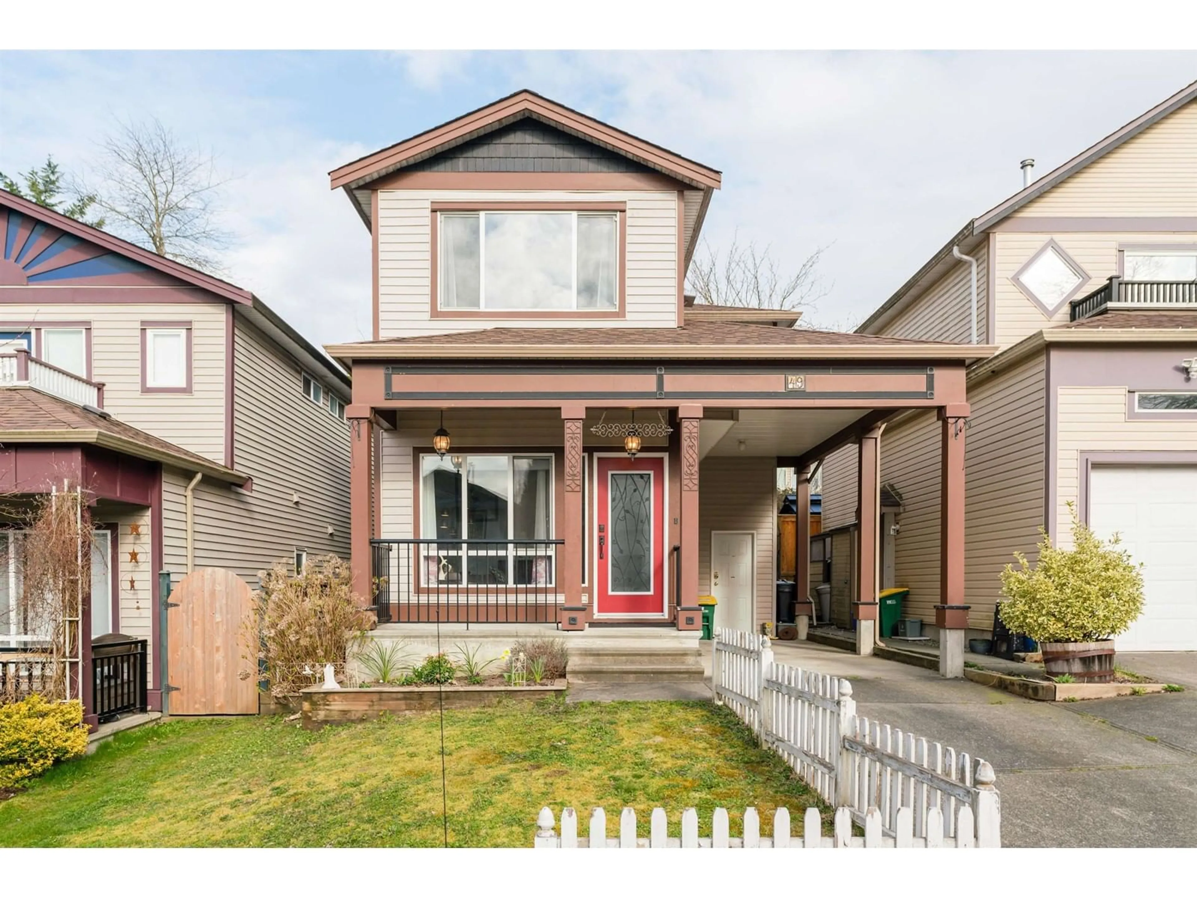 Frontside or backside of a home, the fenced backyard for 49 8888 216 STREET, Langley British Columbia V1M3Z6