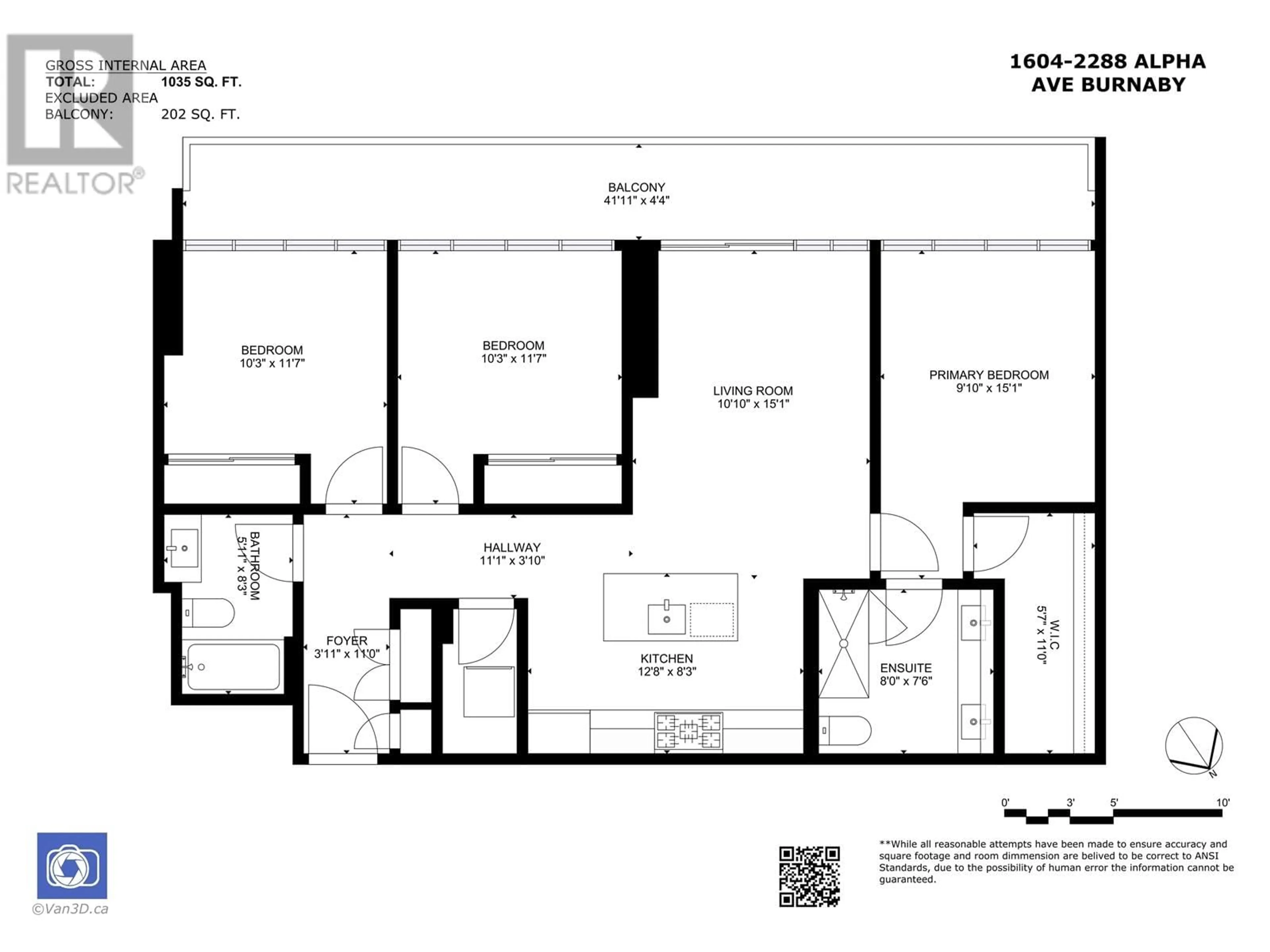 Floor plan for 1604 2288 ALPHA AVENUE, Burnaby British Columbia V5C0L9