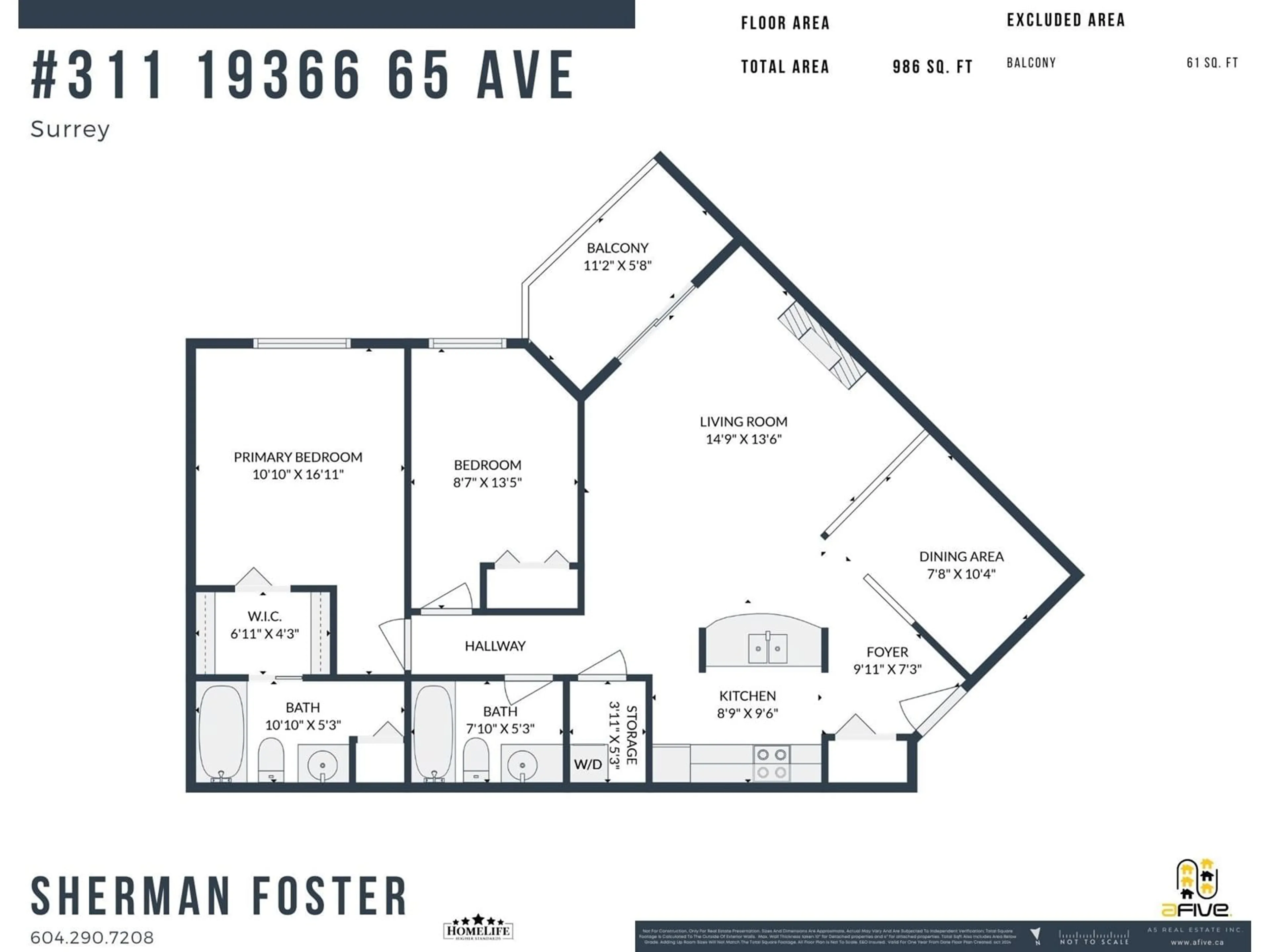 Floor plan for 311 19366 65 AVENUE, Surrey British Columbia V4N5S1