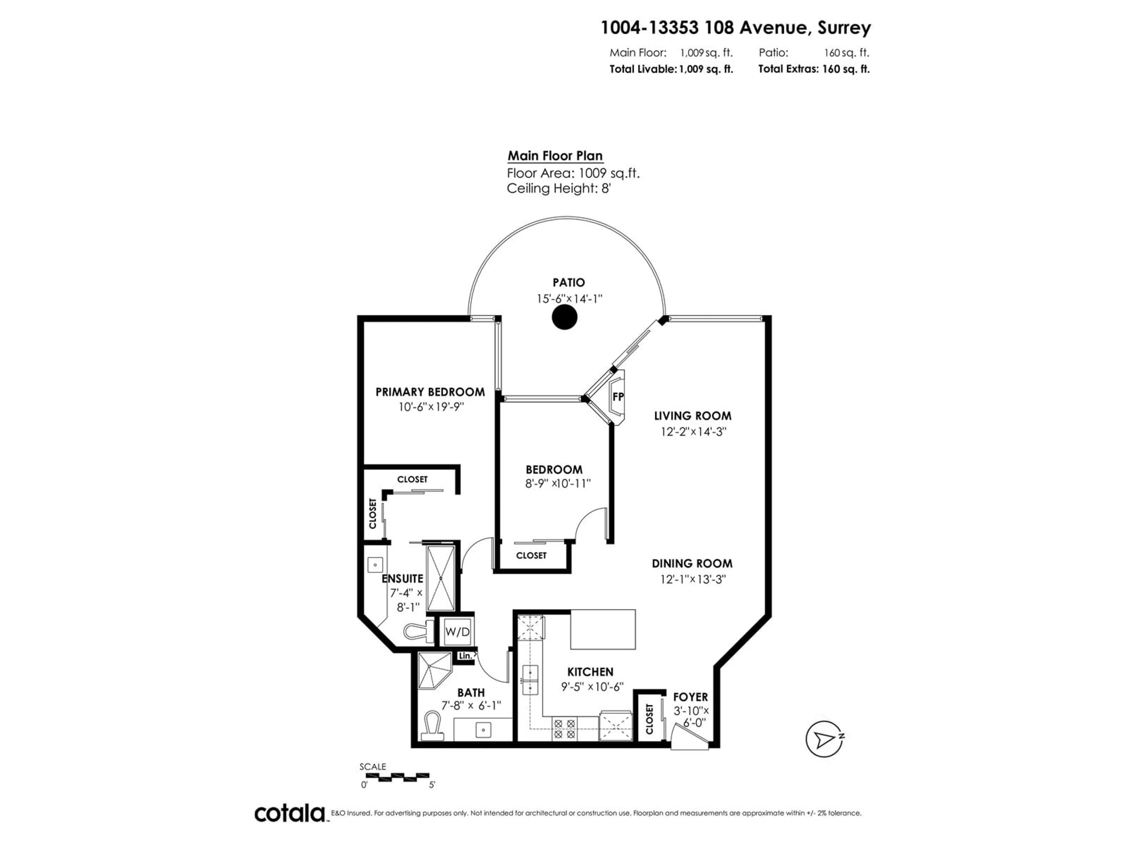 Floor plan for 1004 13353 108 AVENUE, Surrey British Columbia V3T5T5