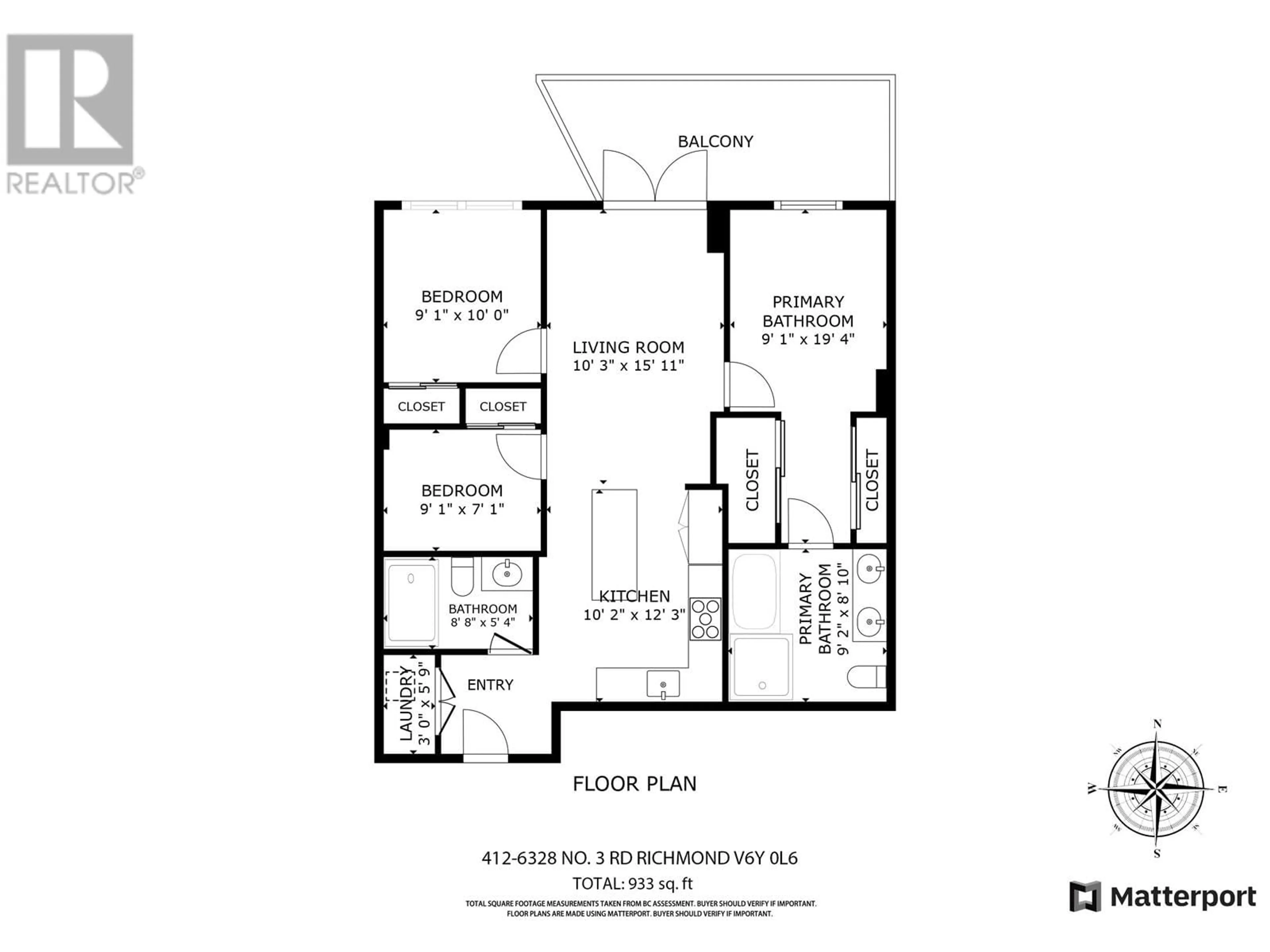 Floor plan for 412 6328 NO. 3 ROAD, Richmond British Columbia V6Y0L6