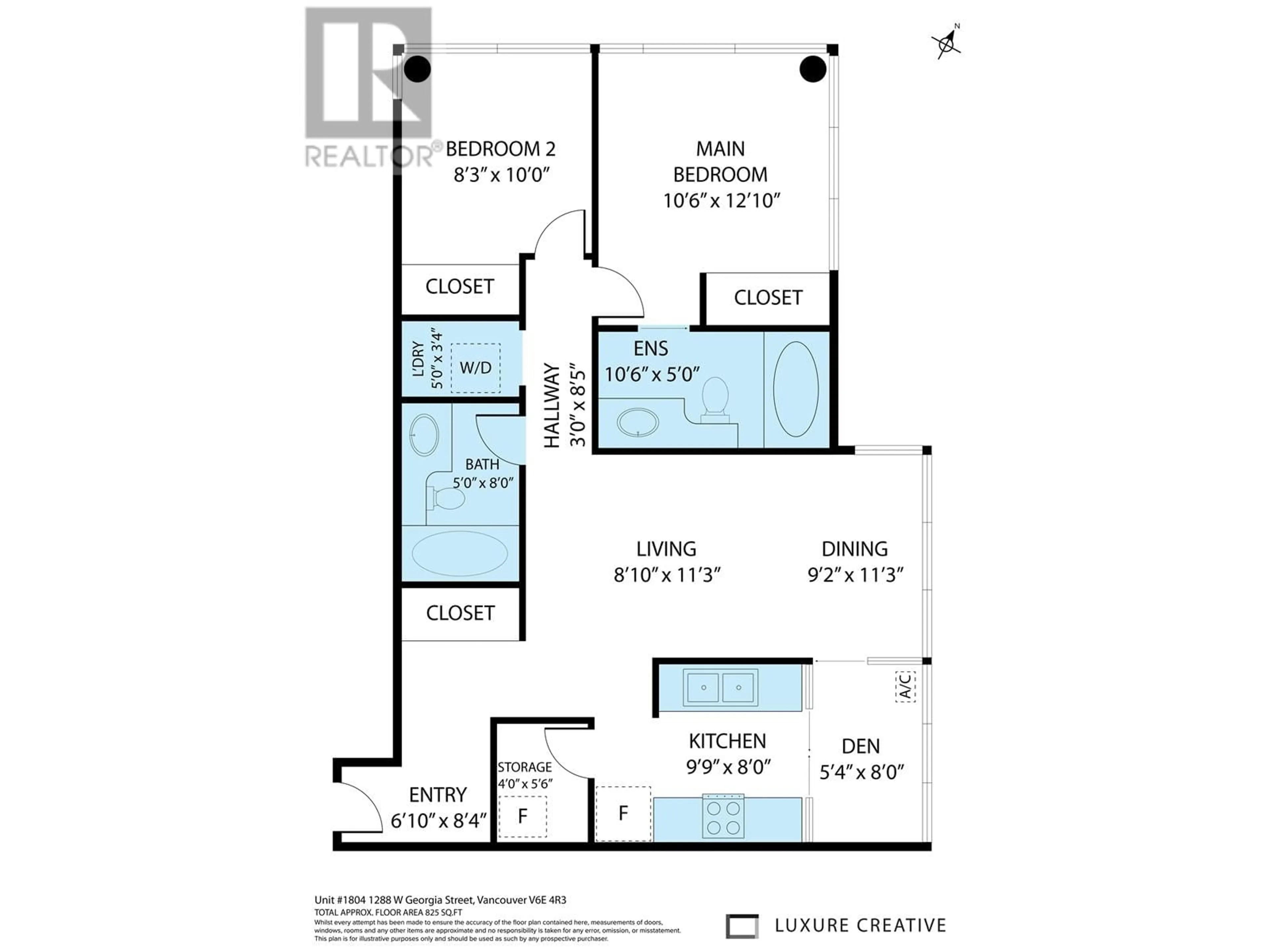 Floor plan for 1804 1288 W GEORGIA STREET, Vancouver British Columbia V6E4R3