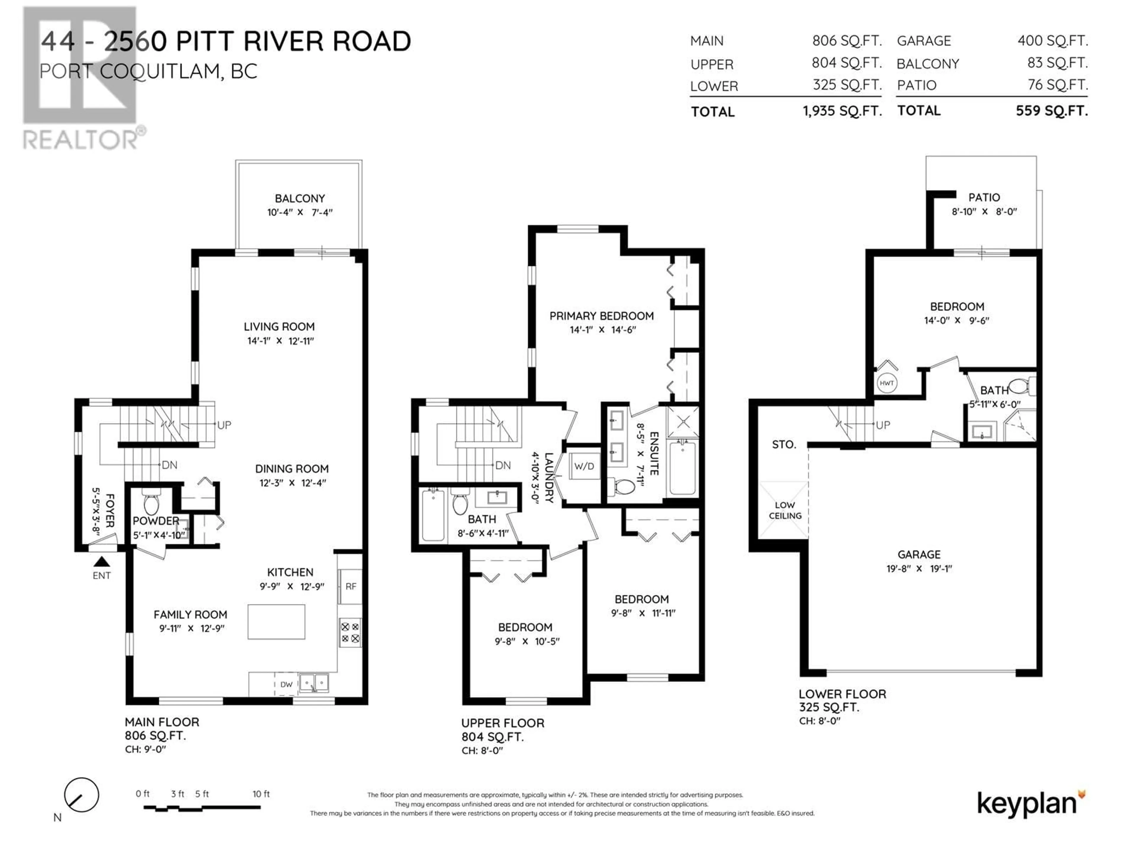 Floor plan for 44 2560 PITT RIVER ROAD, Port Coquitlam British Columbia V3C0G6