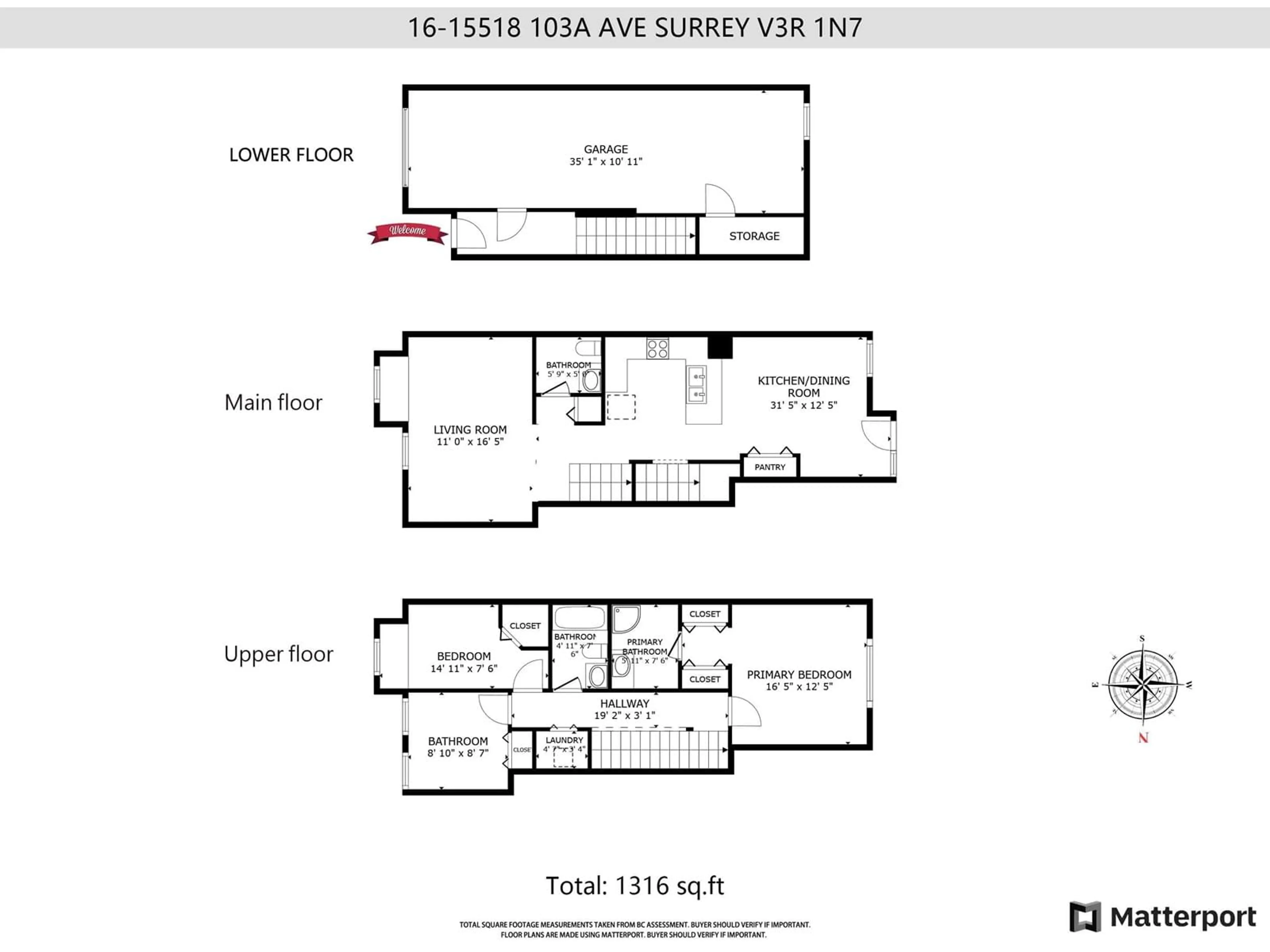 Floor plan for 16 15518 103A AVENUE, Surrey British Columbia V3R1N7