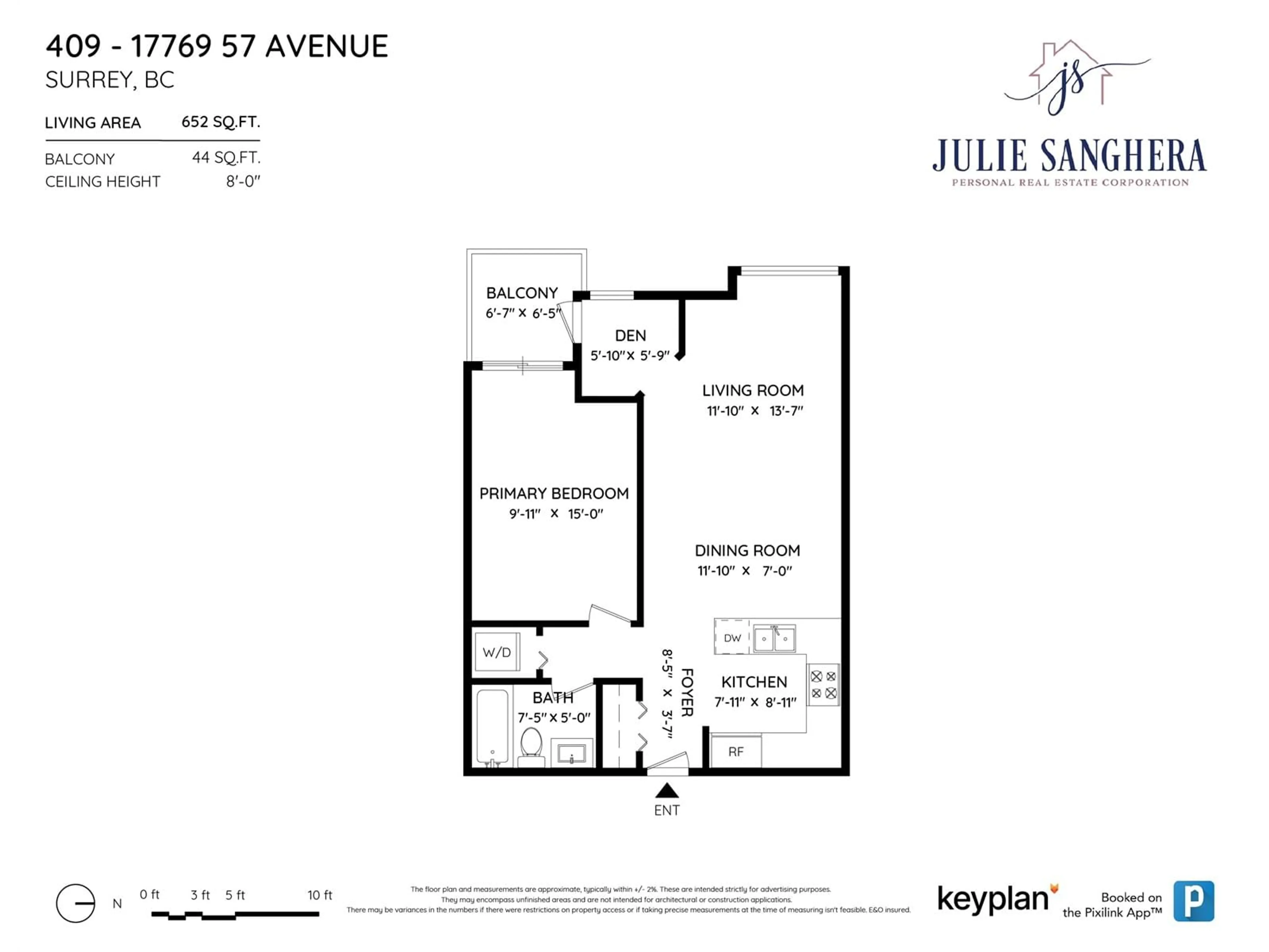 Floor plan for 409 17769 57 AVENUE, Surrey British Columbia V3S1H1