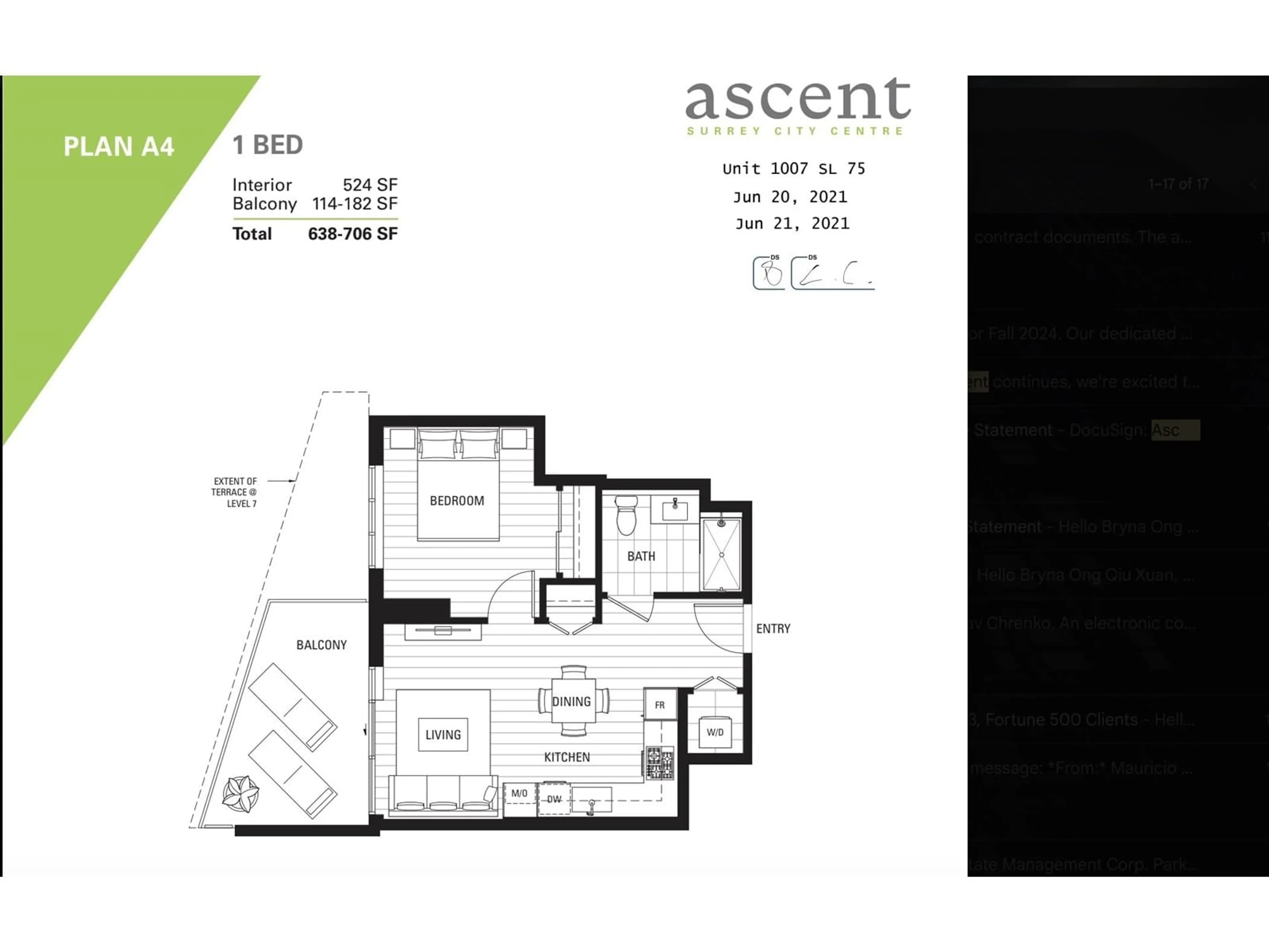 Floor plan for 1007 10428 WHALLEY BOULEVARD, Surrey British Columbia V3T5J6