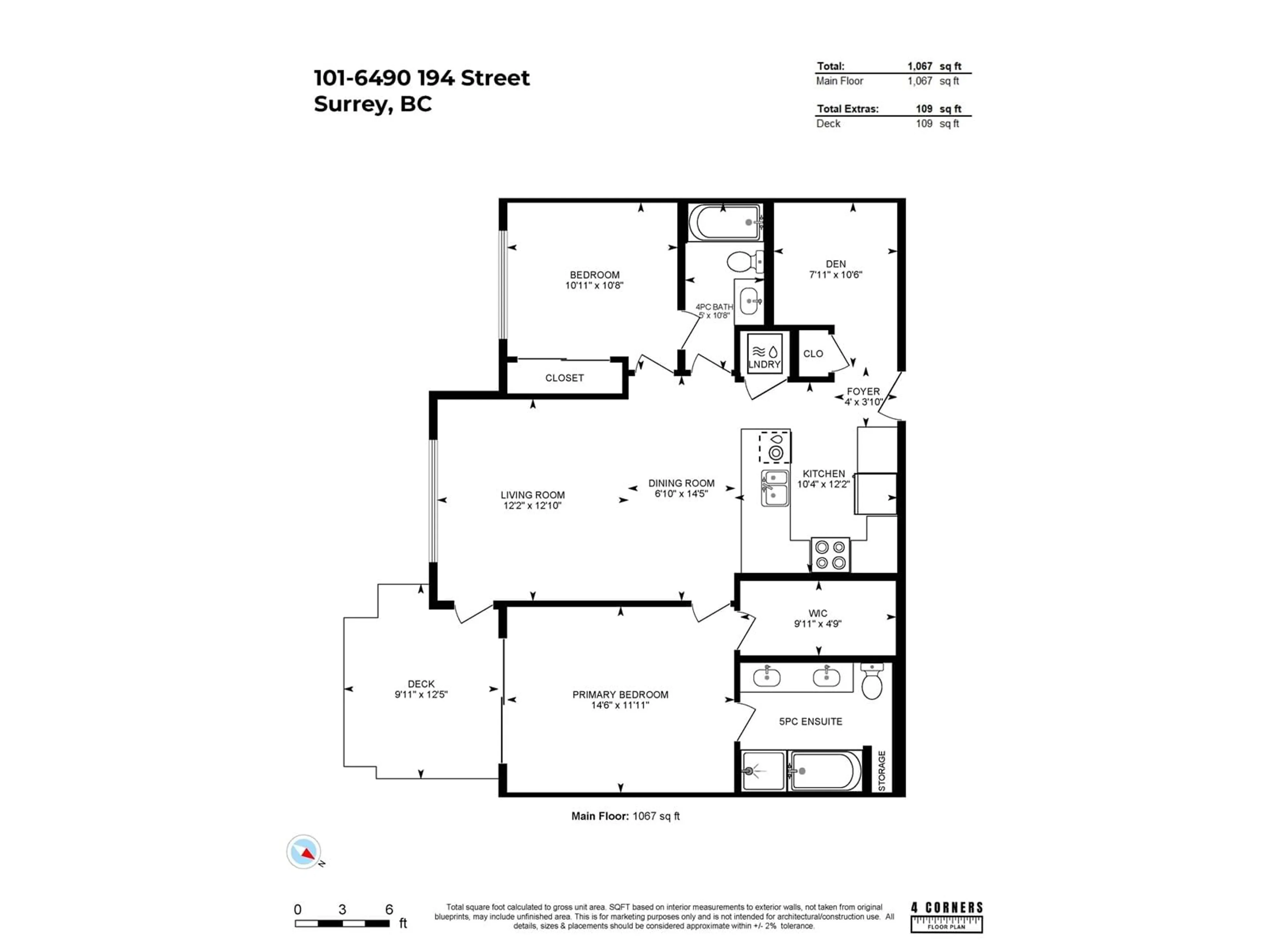 Floor plan for 101 6490 194 STREET, Surrey British Columbia V4N6J9