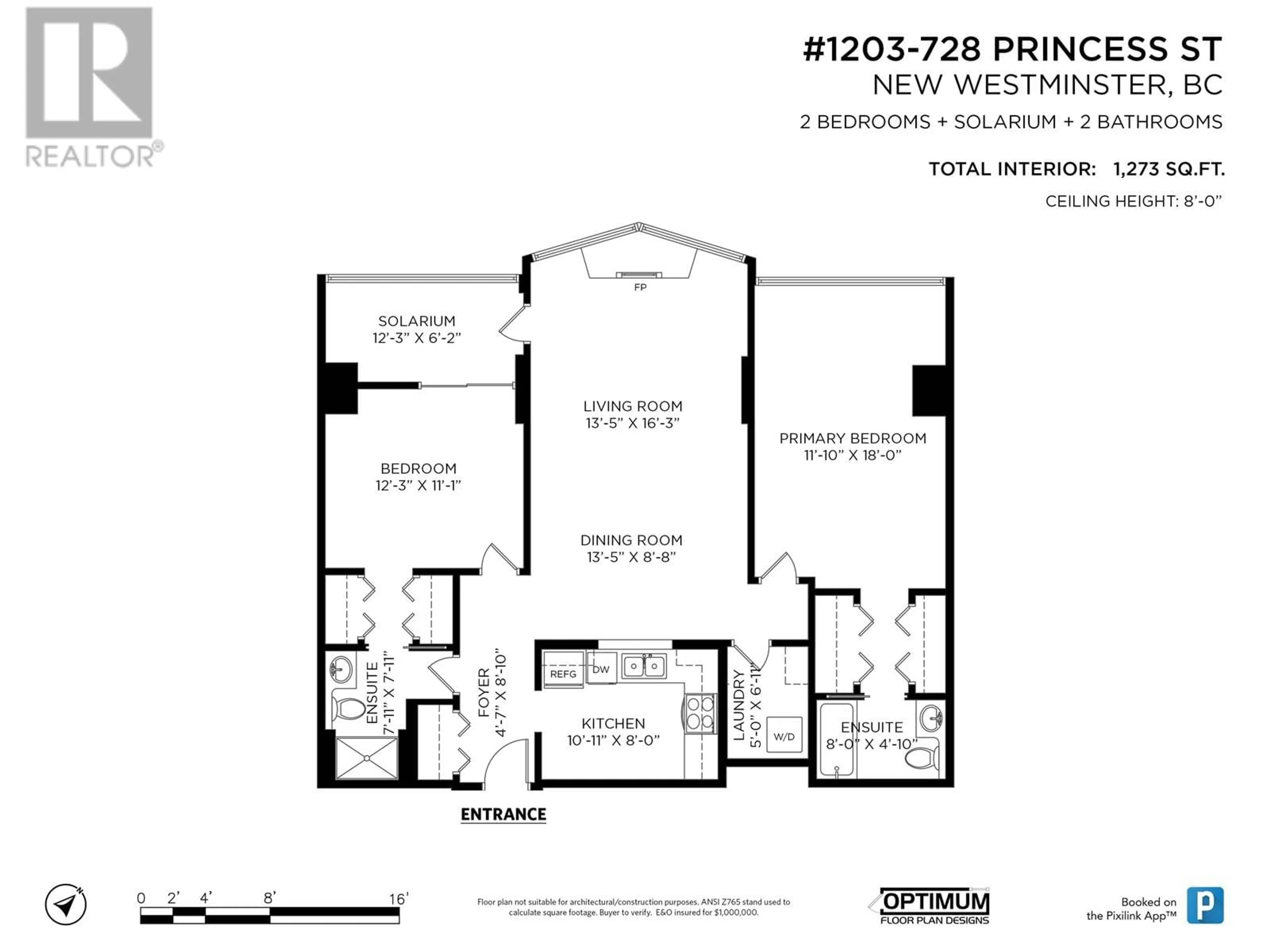 Floor plan for 1203 728 PRINCESS STREET, New Westminster British Columbia V3M6S4